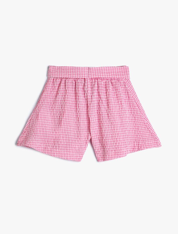 Kız Çocuk Şort Beli Bağlamalı Düğme Detaylı