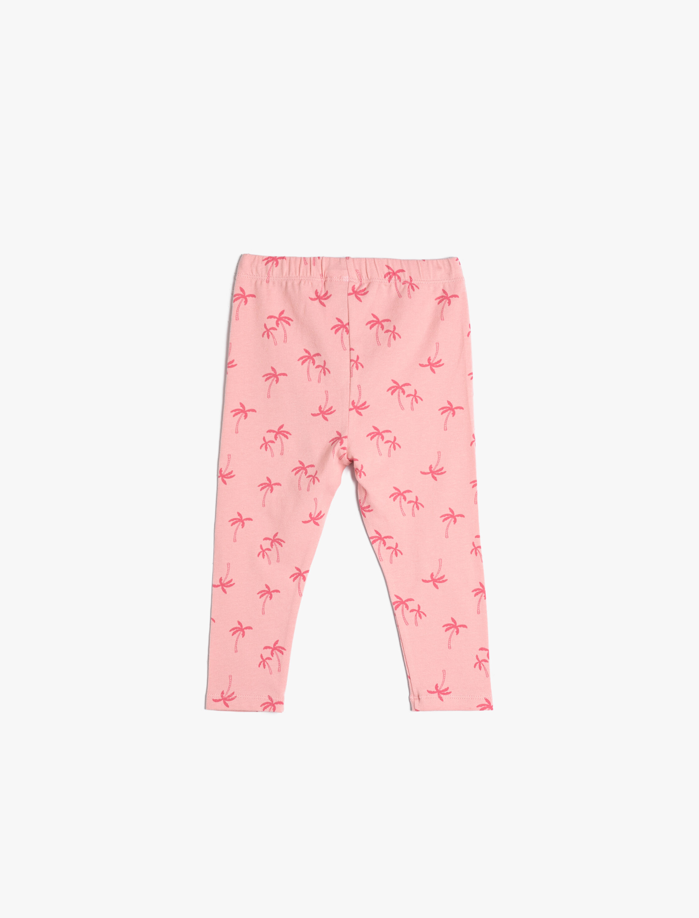  Kız Bebek Tayt Palmiye Baskılı Beli Lastikli Pamuklu