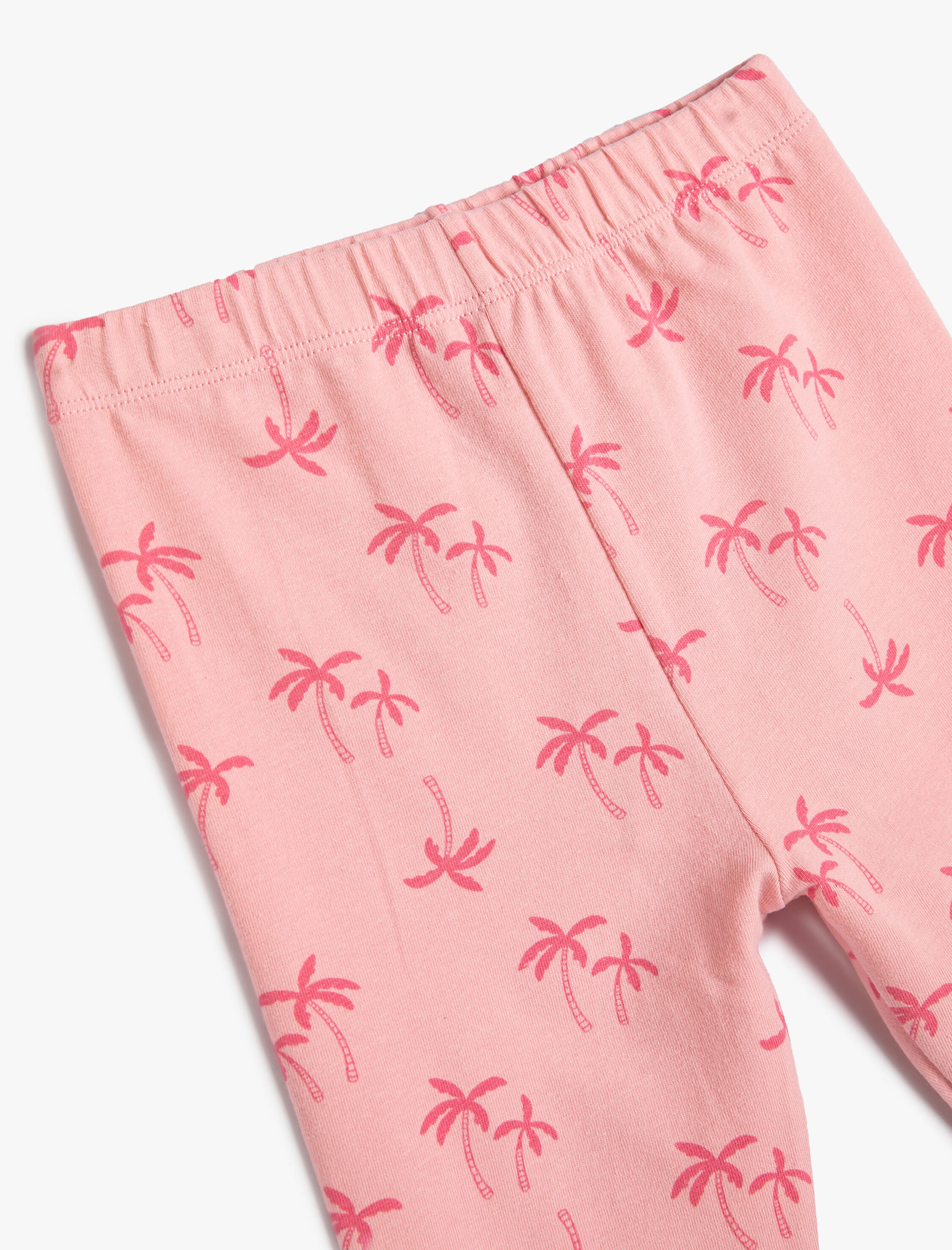  Kız Bebek Tayt Palmiye Baskılı Beli Lastikli Pamuklu