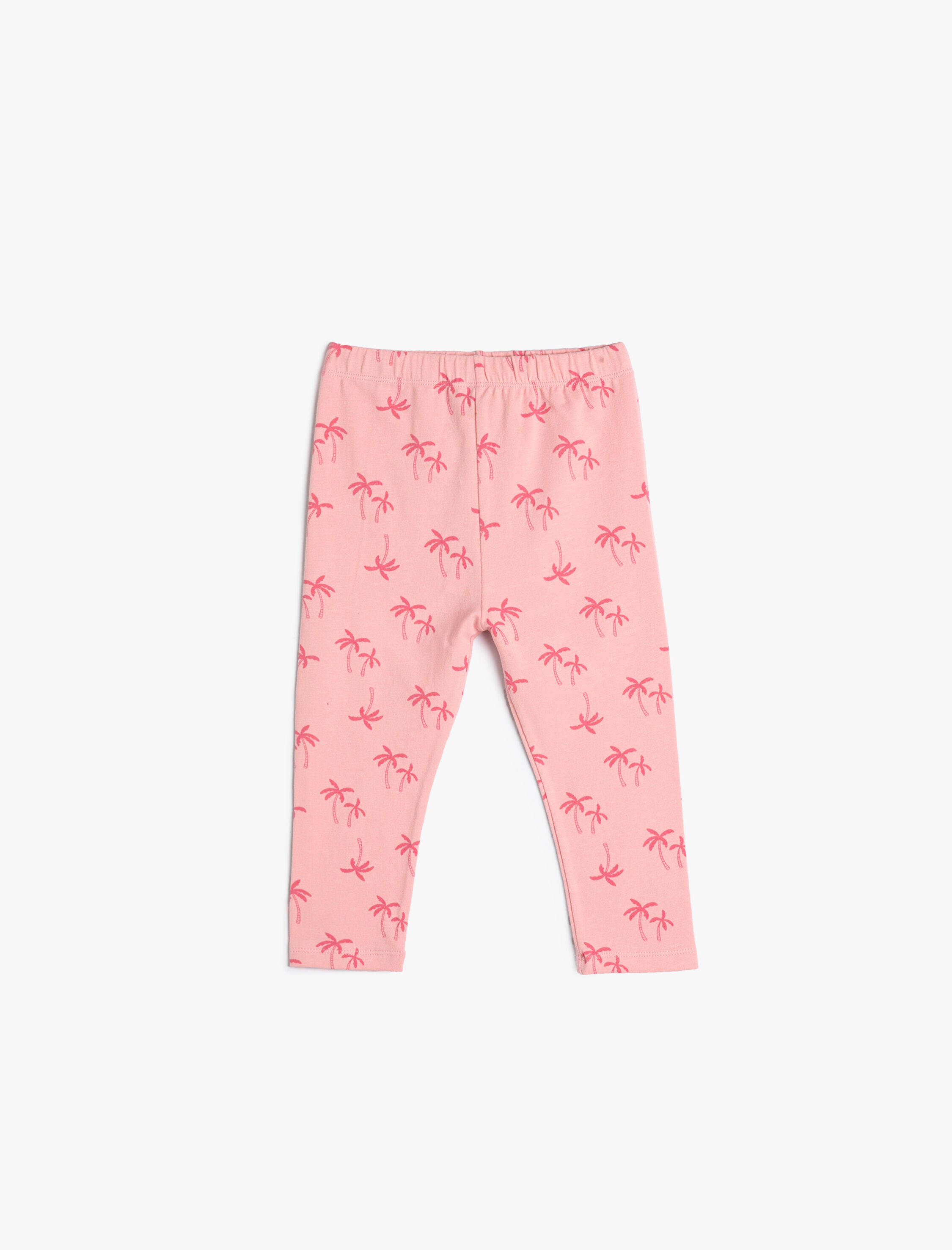  Kız Bebek Tayt Palmiye Baskılı Beli Lastikli Pamuklu