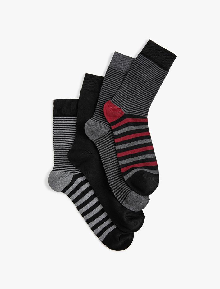 Erkek Çizgili 4'lü Soket Çorap Seti Çok Renkli