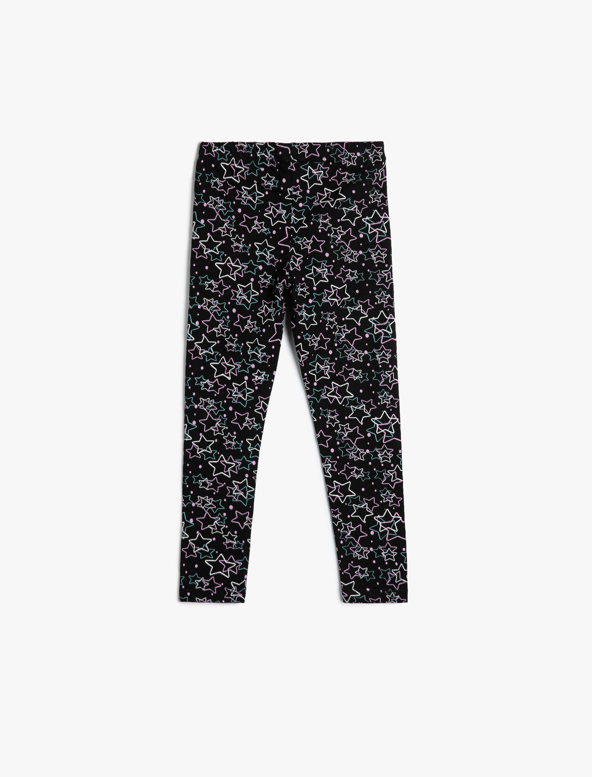  Kız Çocuk Yıldızlı Tayt Beli Lastikli Pamuklu