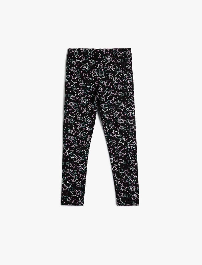Kız Çocuk Yıldızlı Tayt Beli Lastikli Pamuklu