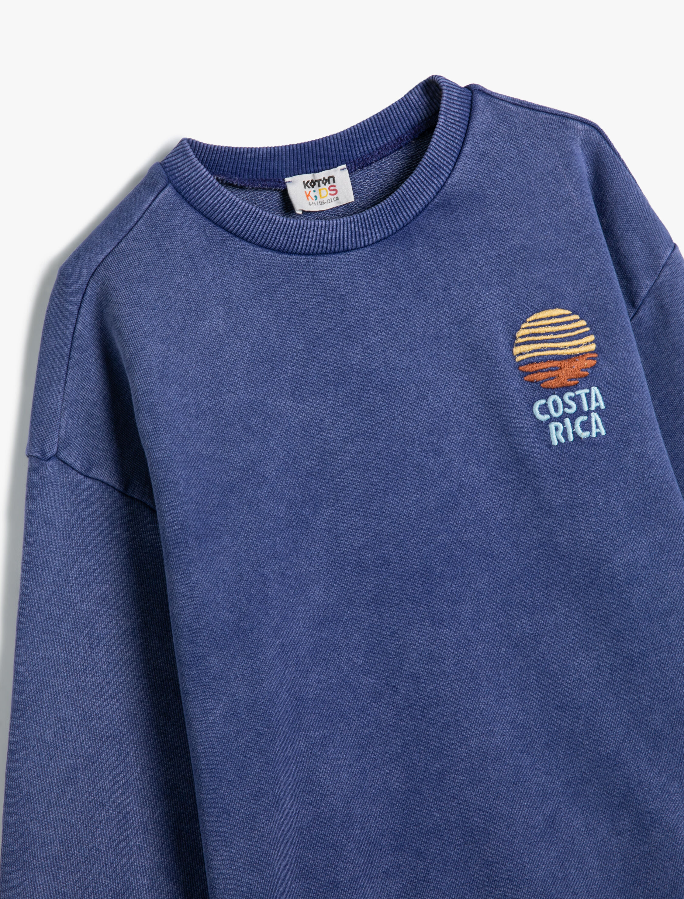  Erkek Çocuk Sweatshirt Uzun Kollu Bisiklet Yaka İşlemeli Pamuklu