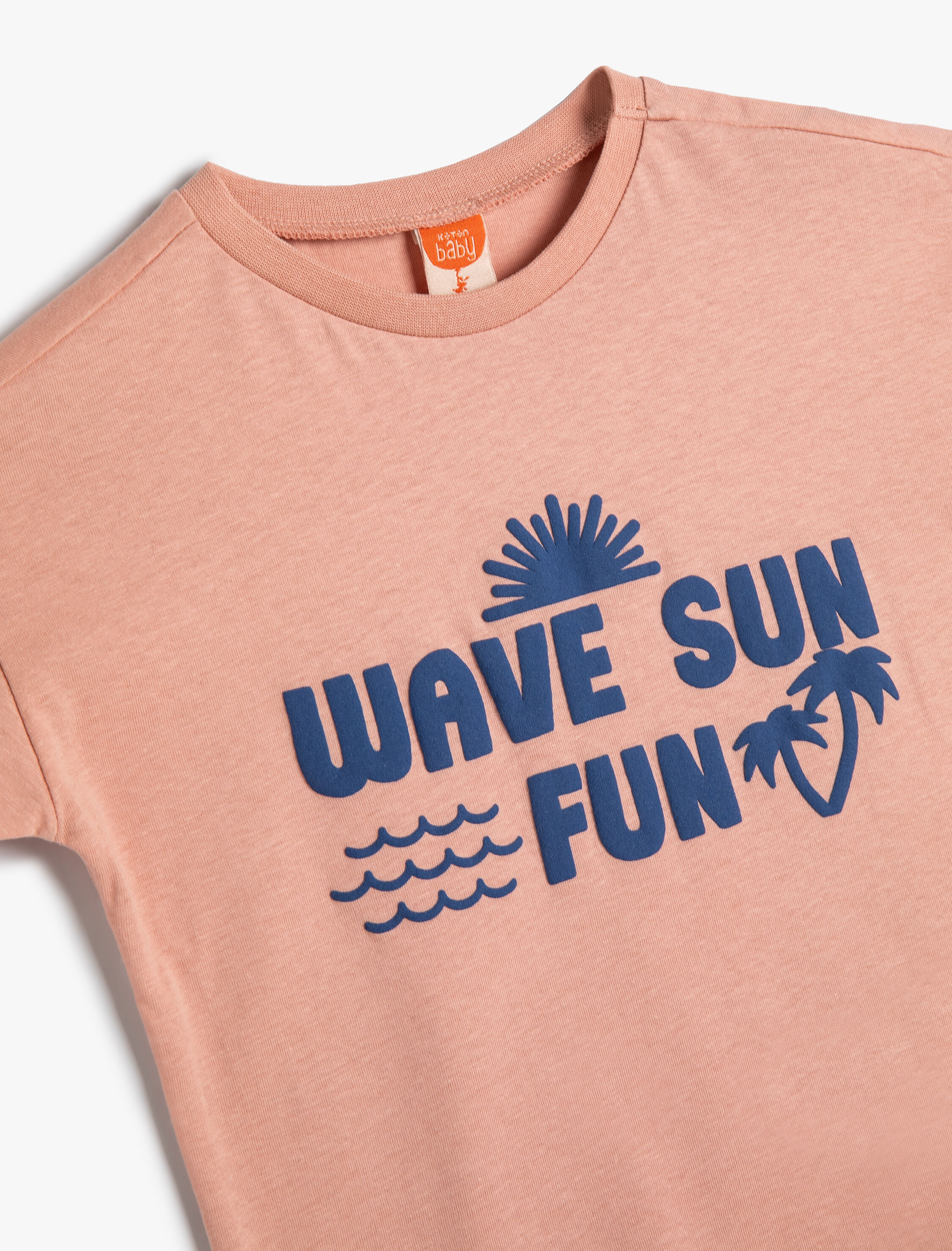  Erkek Bebek Slogan Baskılı Kısa Kollu Tişört Pamuklu