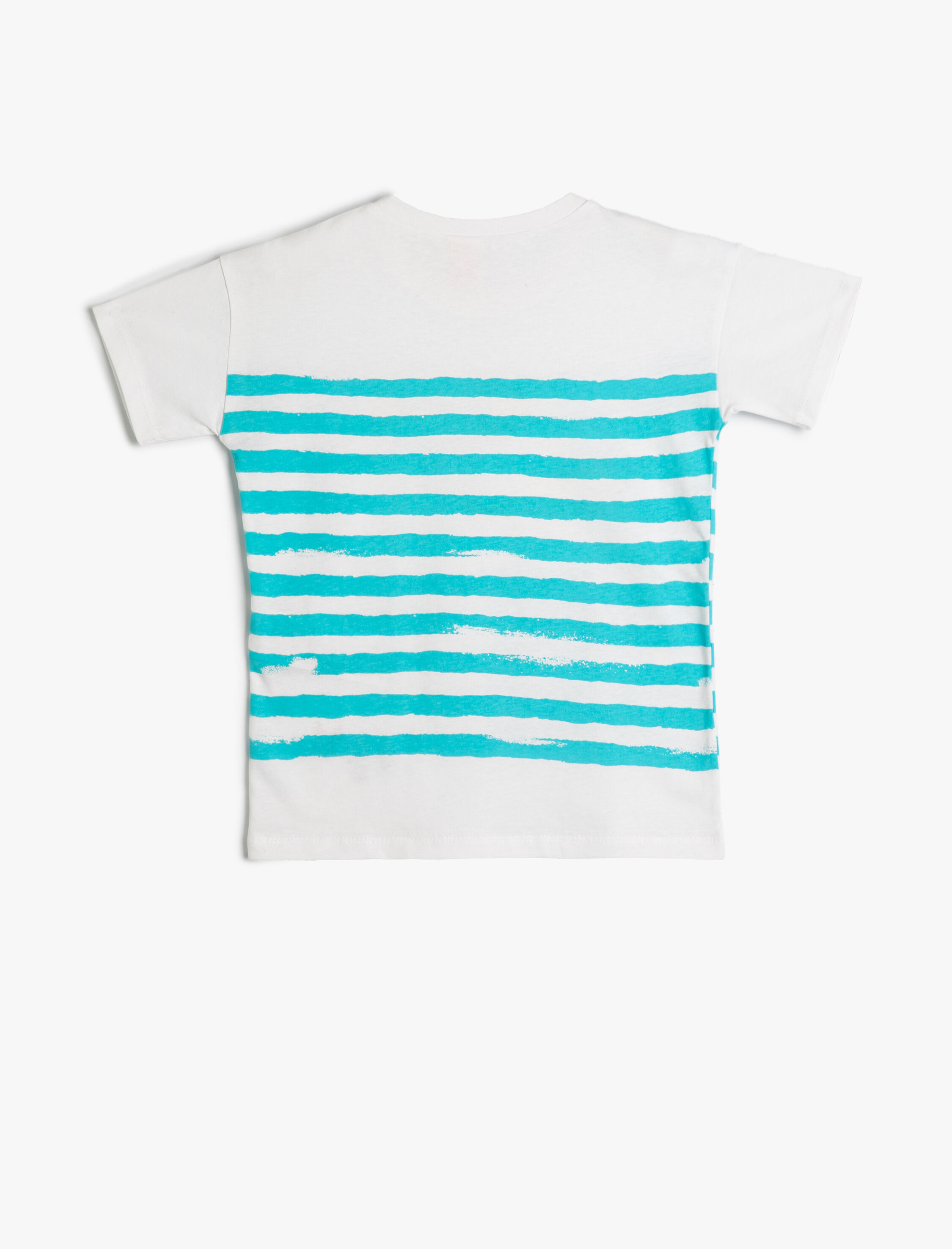  Erkek Bebek Tişört Kısa Kollu Bisiklet Yaka Balık Baskılı Pamuklu