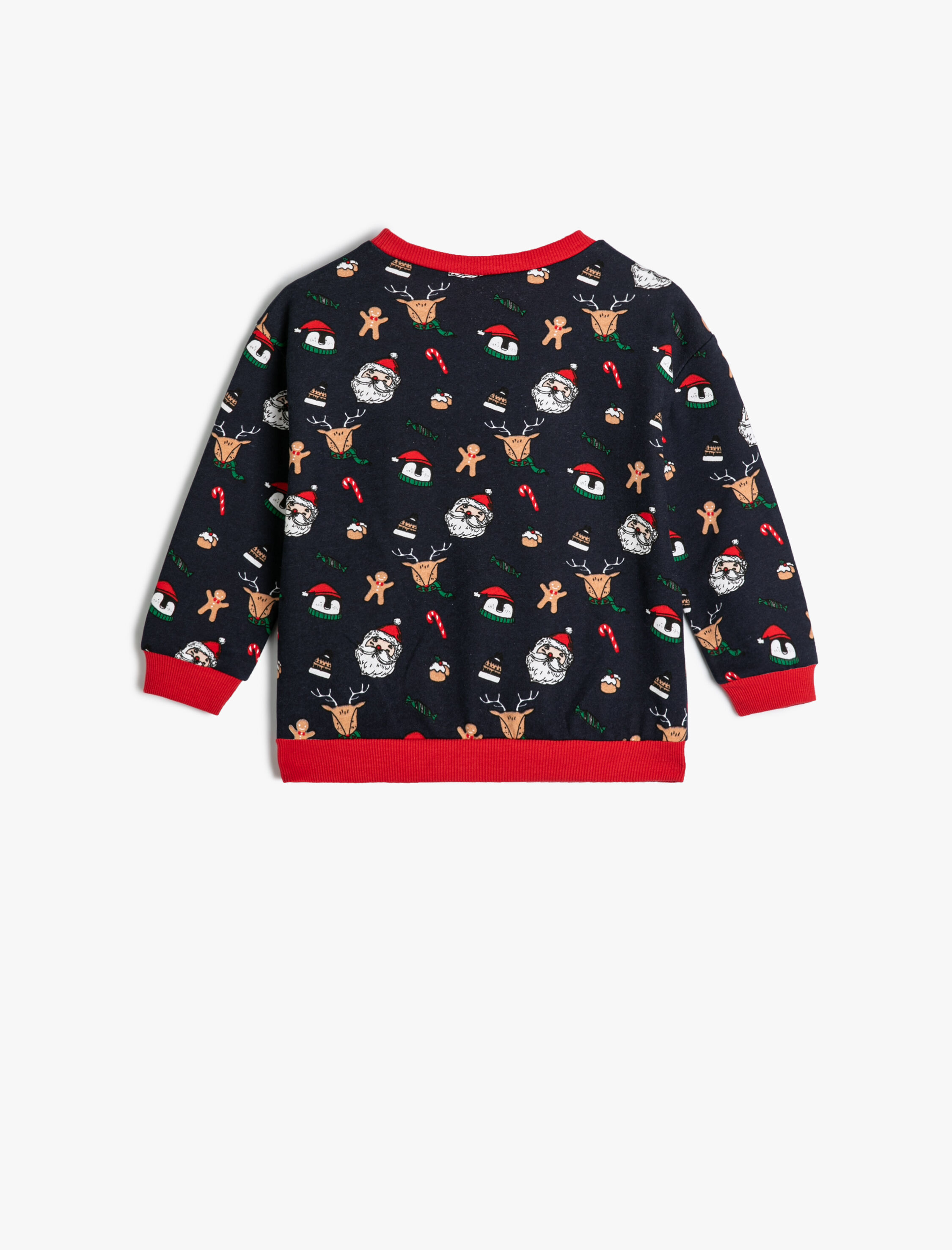  Erkek Bebek Yılbaşı Sweatshirt Noel Baba Baskılı Pamuklu