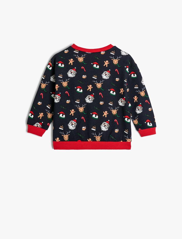 Erkek Bebek Yılbaşı Sweatshirt Noel Baba Baskılı Pamuklu