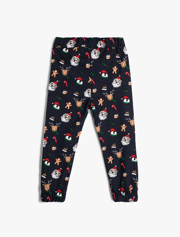 Erkek Bebek Jogger Eşofman Altı Yılbaşı Temalı Noel Baba Baskılı Pamuklu