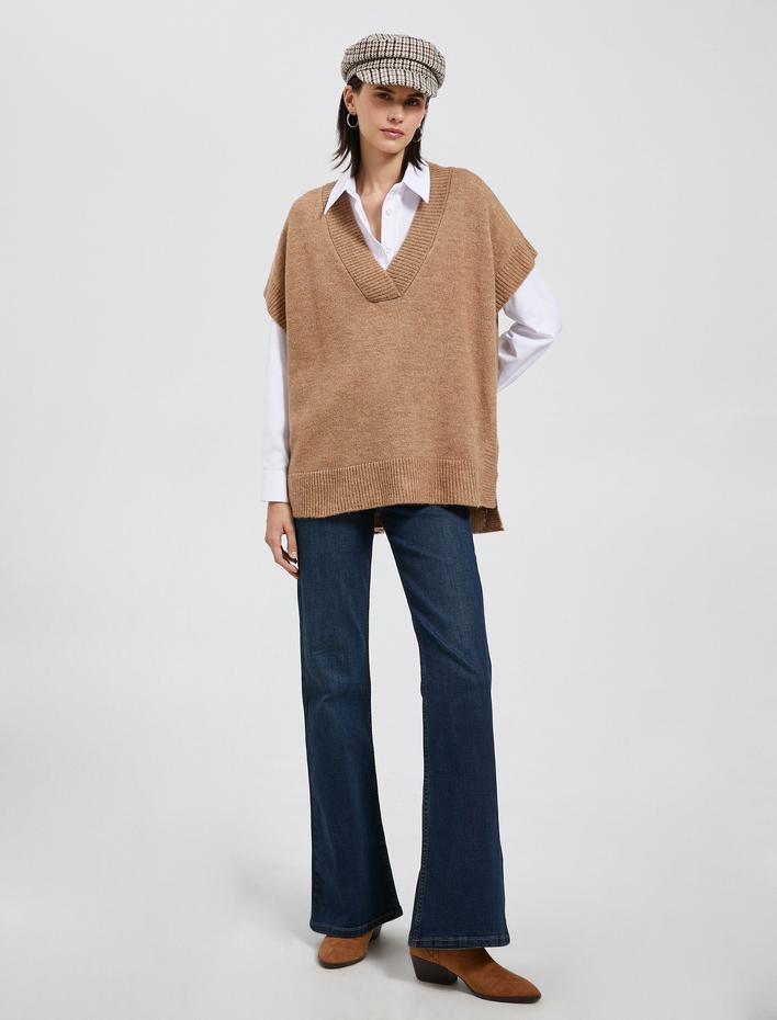  V Yaka Süveter Oversize