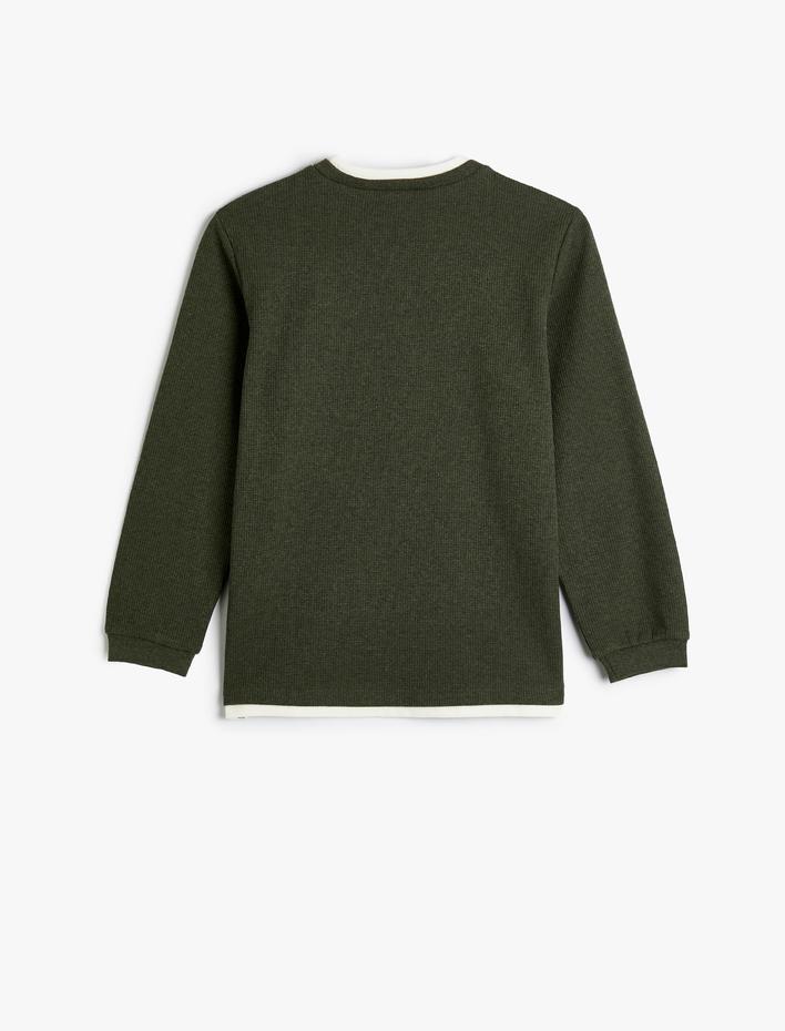 Erkek Çocuk Basic Sweatshirt Bisiklet Yaka Uzun Kollu Yumuşak Dokulu Fitilli