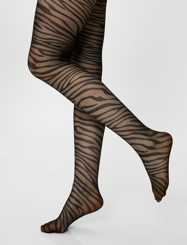 Kadın Külotlu Çorap Zebra Desenli 20 Den
