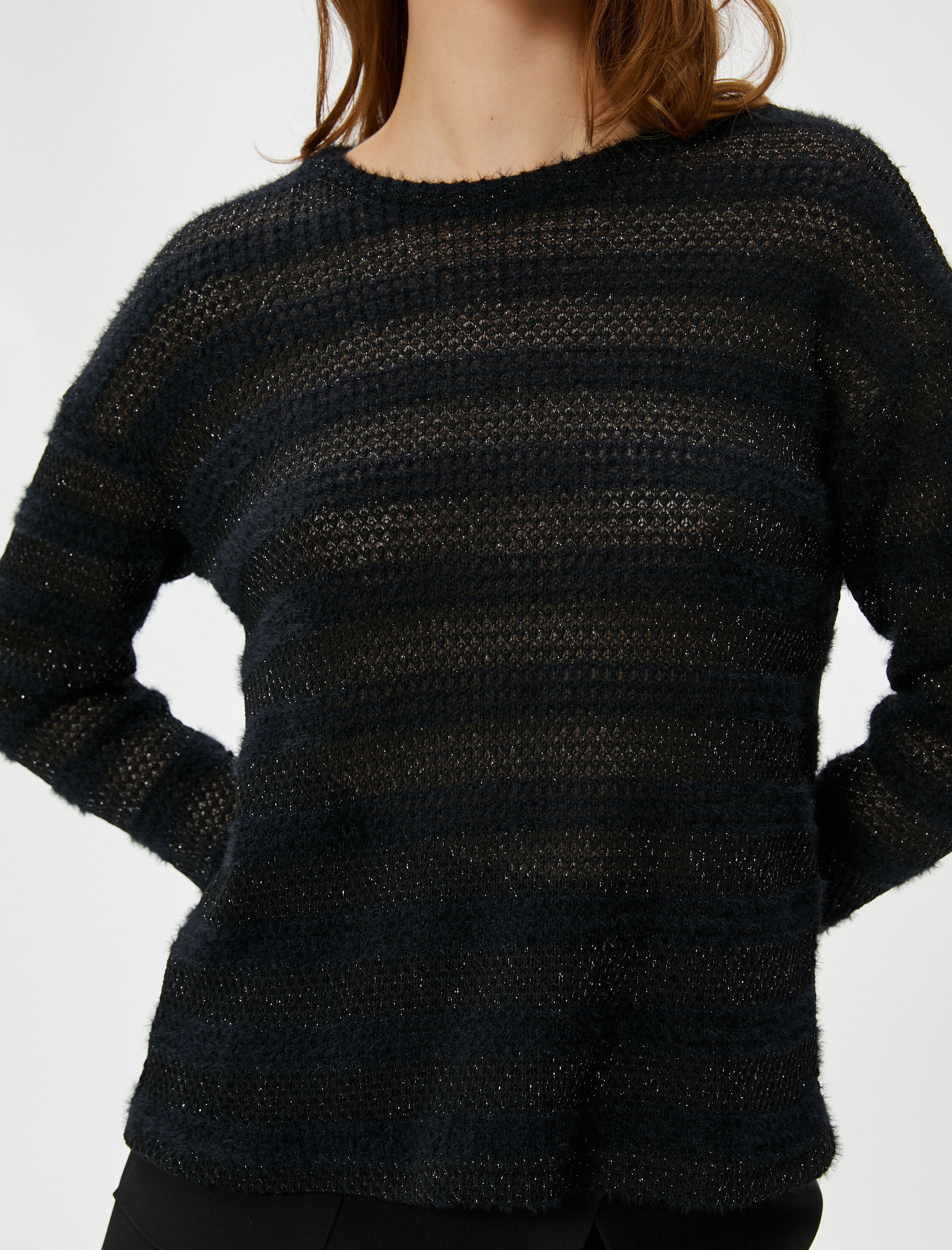   Simli Kazak Bisiklet Yaka Uzun Kollu