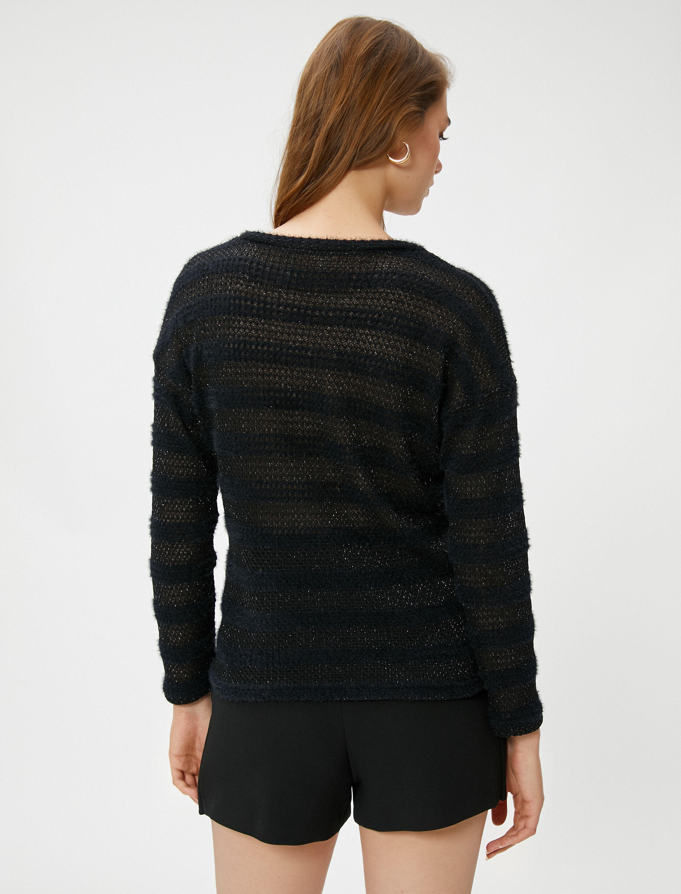   Simli Kazak Bisiklet Yaka Uzun Kollu