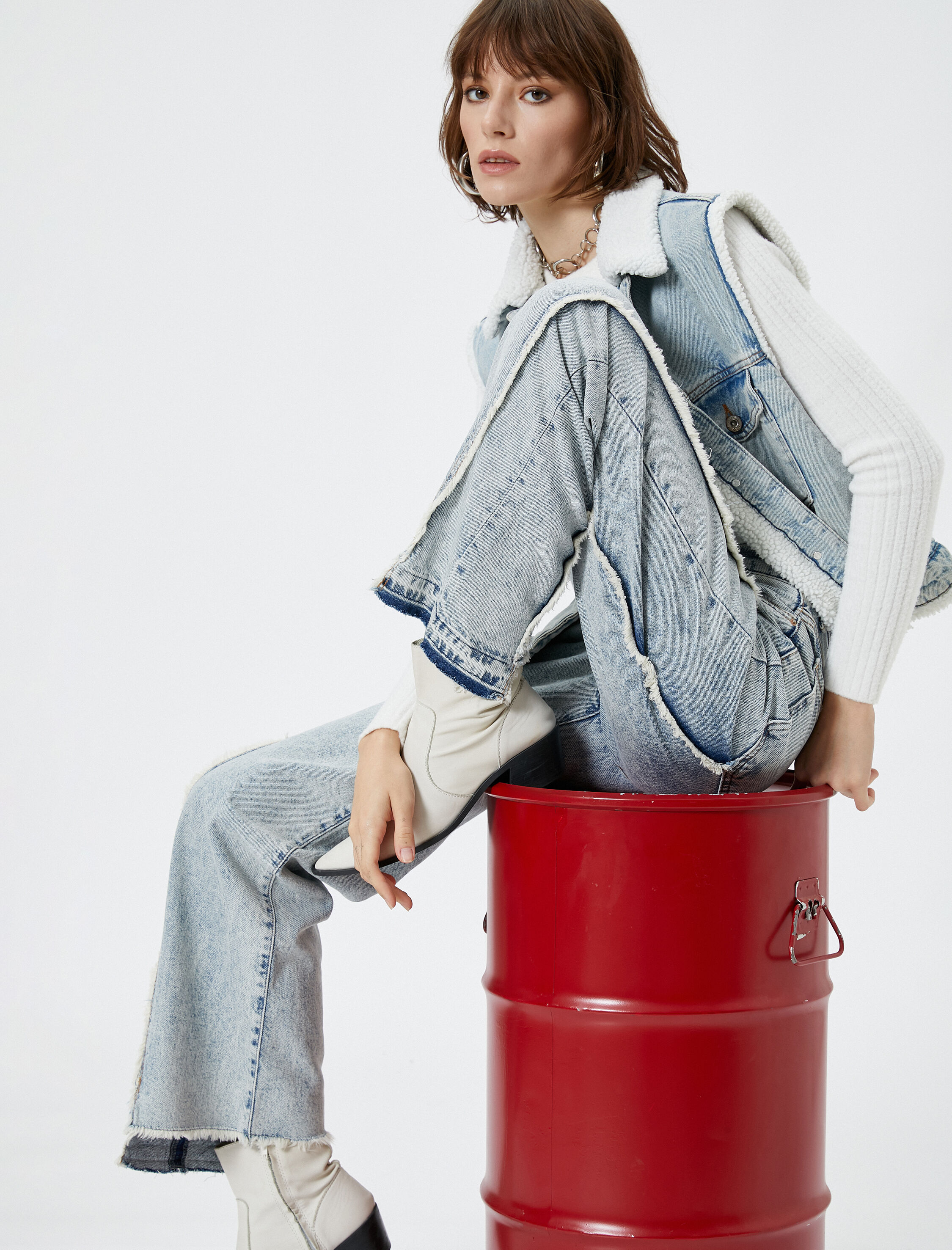   Yüksek Bel Straight Jean Kot Pantolon Düz Paça- Eve Jeans