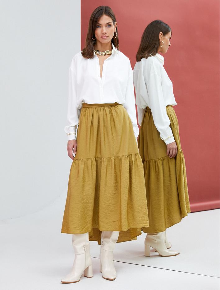  Uzun Kollu Gömlek Düğmeli Zincir Aksesuar Detaylı