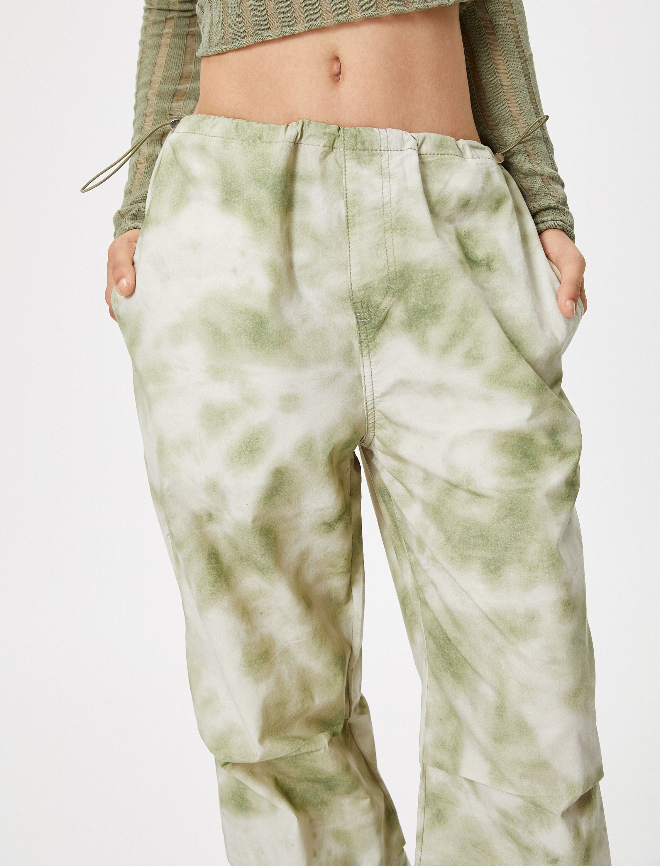   Paraşüt Pantolon Kamuflaj Desenli Beli Lastikli Stoperli