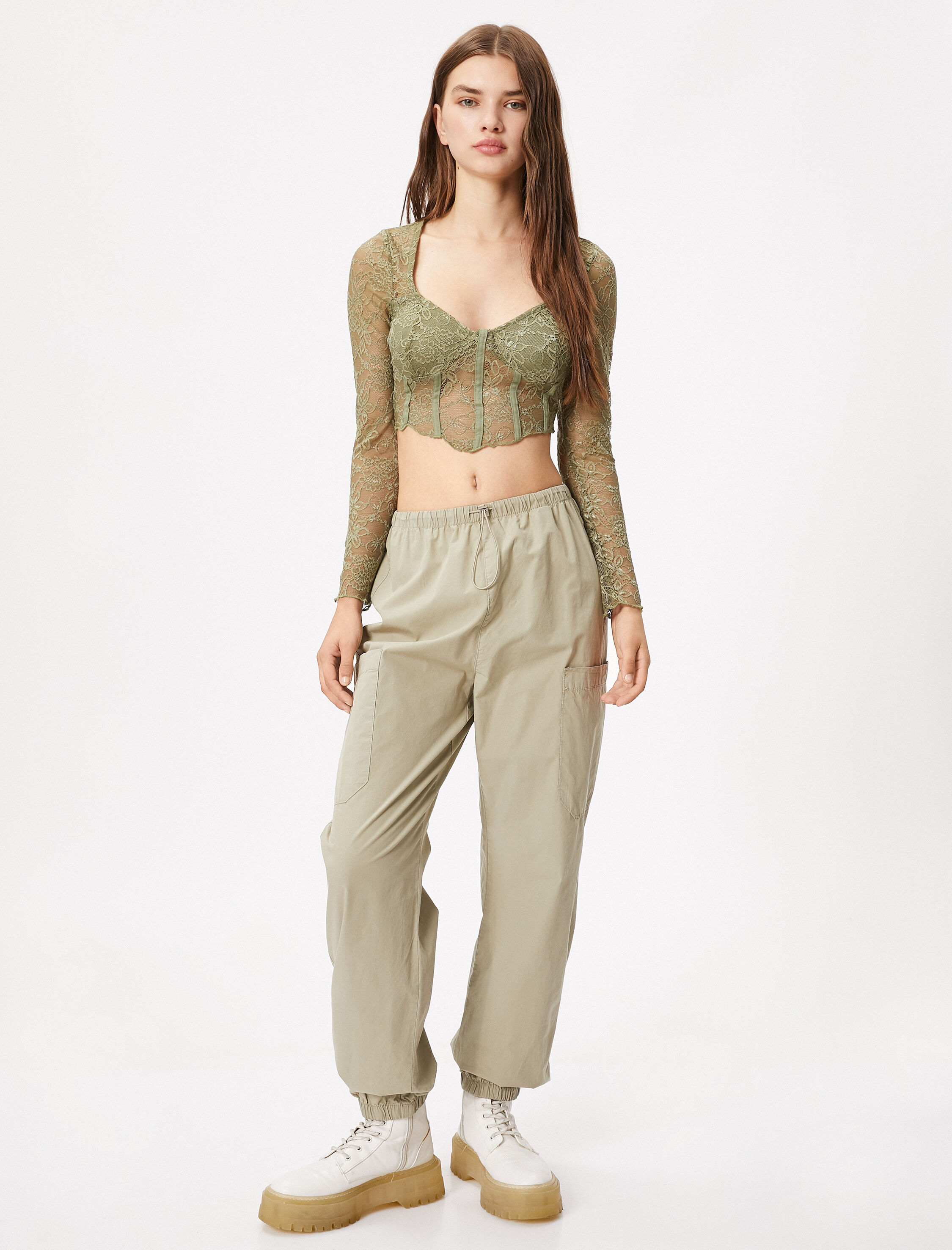   Paraşüt Pantolon Cep Detaylı Lastikli Stoperli Pamuklu