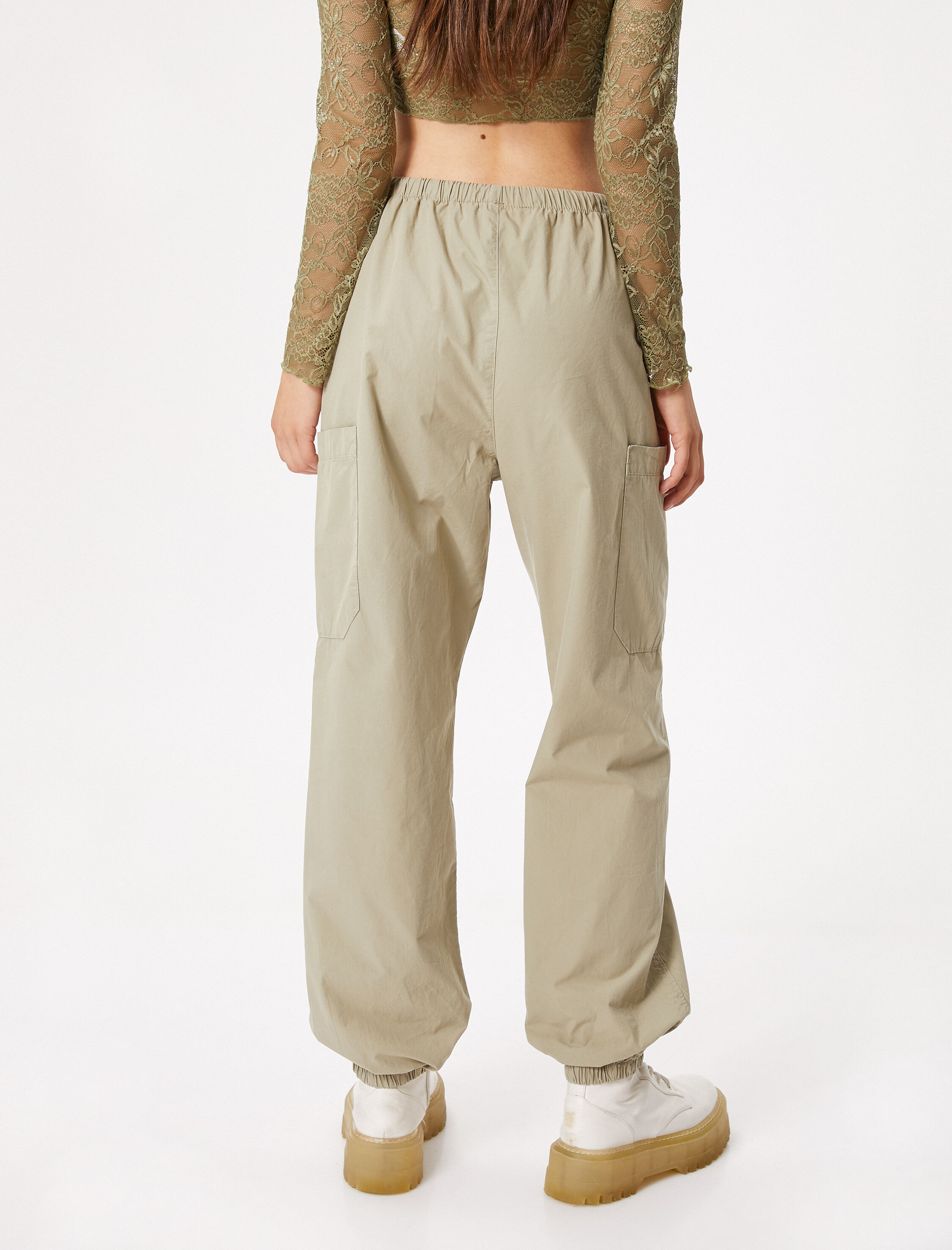   Paraşüt Pantolon Cep Detaylı Lastikli Stoperli Pamuklu