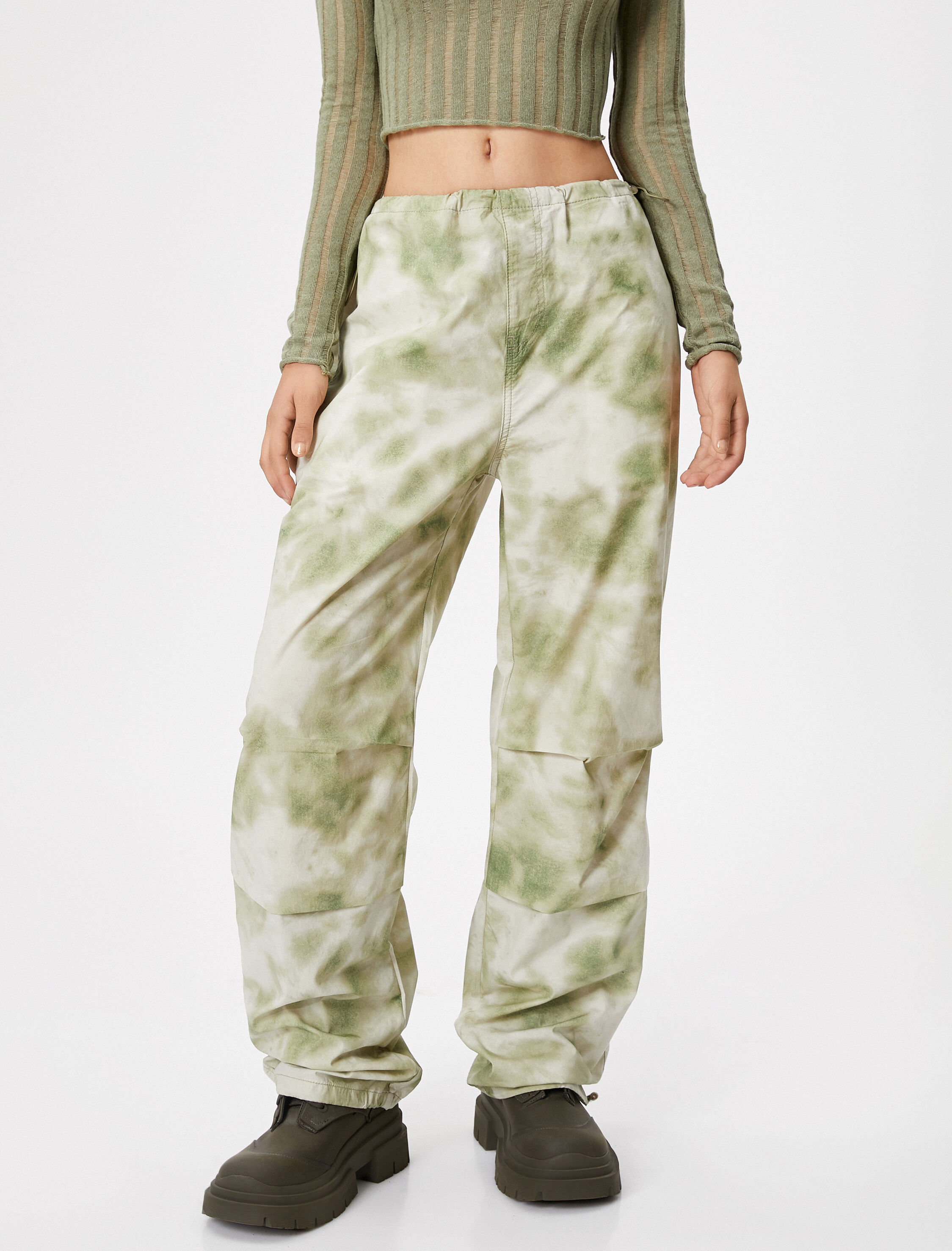   Paraşüt Pantolon Kamuflaj Desenli Beli Lastikli Stoperli