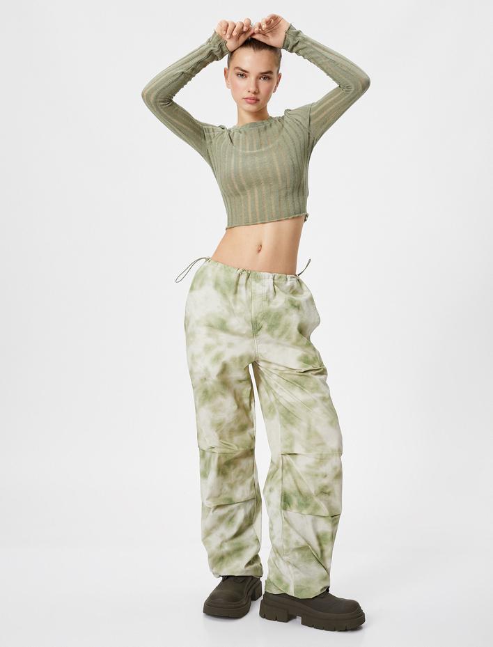  Paraşüt Pantolon Kamuflaj Desenli Beli Lastikli Stoperli