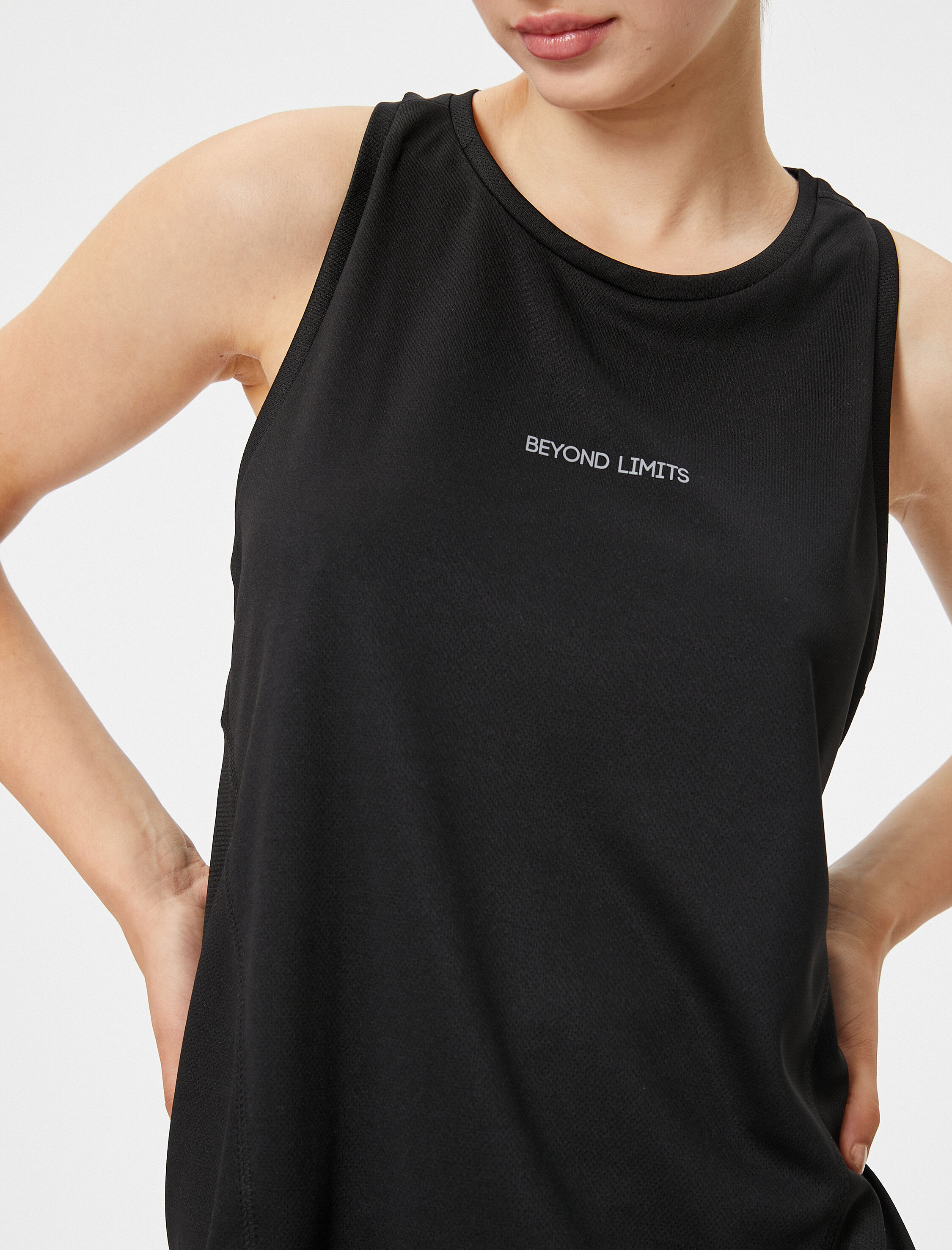   Kolsuz Tişört Slogan Baskılı Kolsuz Rahat Kesim