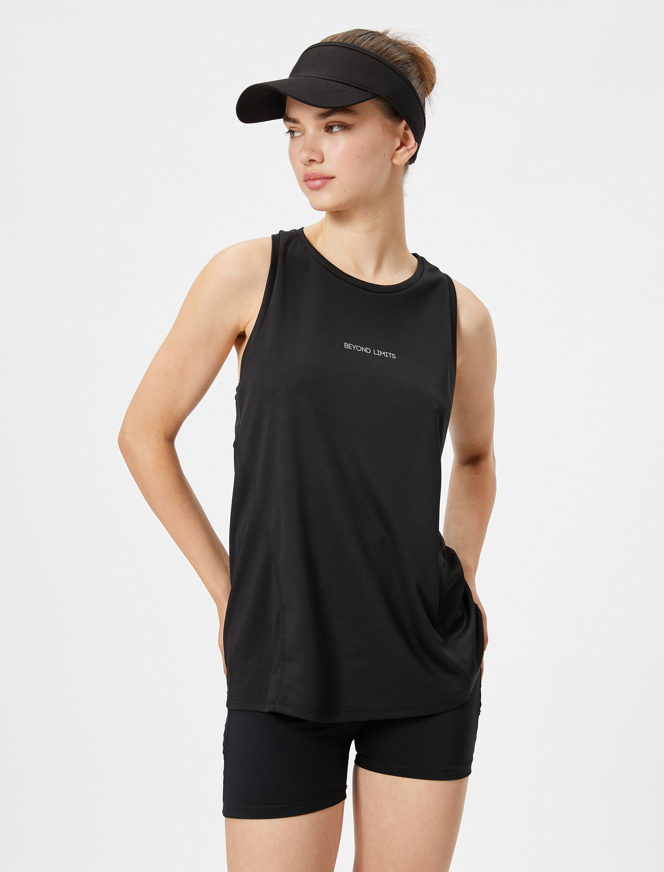   Kolsuz Tişört Slogan Baskılı Kolsuz Rahat Kesim