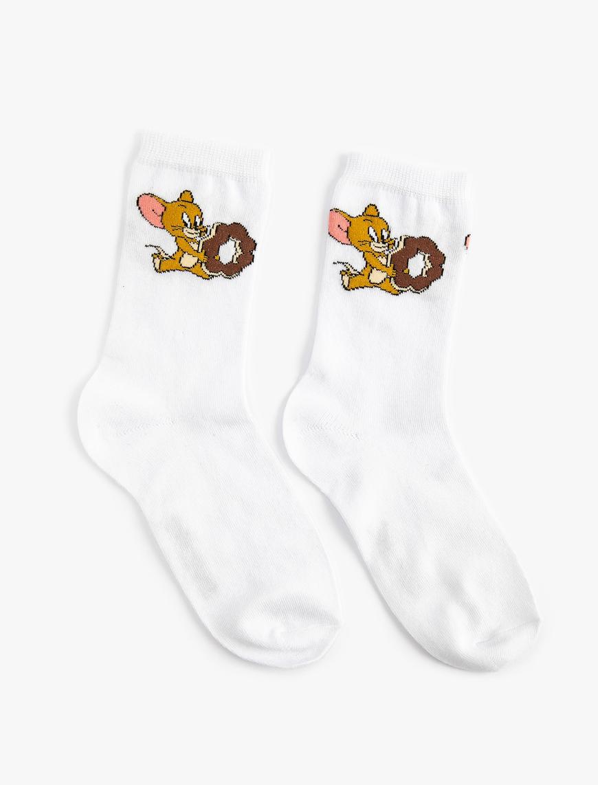  Kadın Tom ve Jerry Soket Çorap Lisanslı İşlemeli