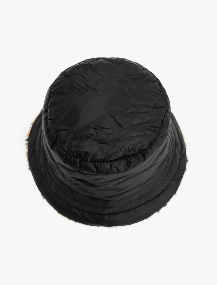 Kadın Bucket Şapka Peluş Astarlı Su İtici Çift Taraflı