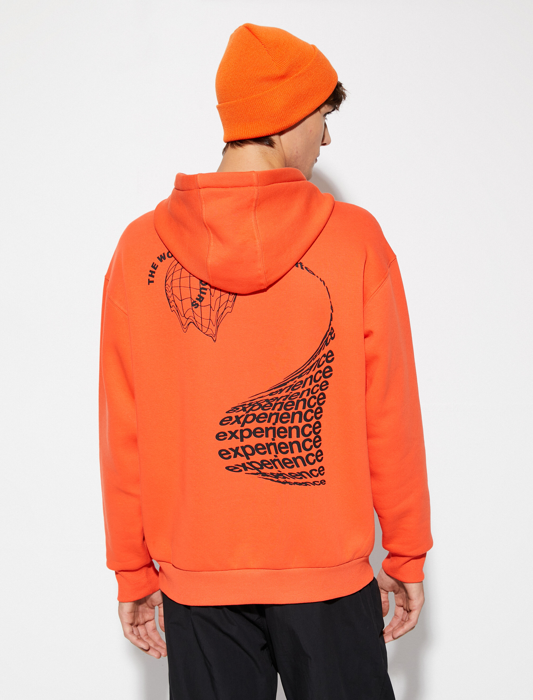   Kapşonlu Sweat Kanguru Cepli Baskılı Uzun Kollu Şardonlu