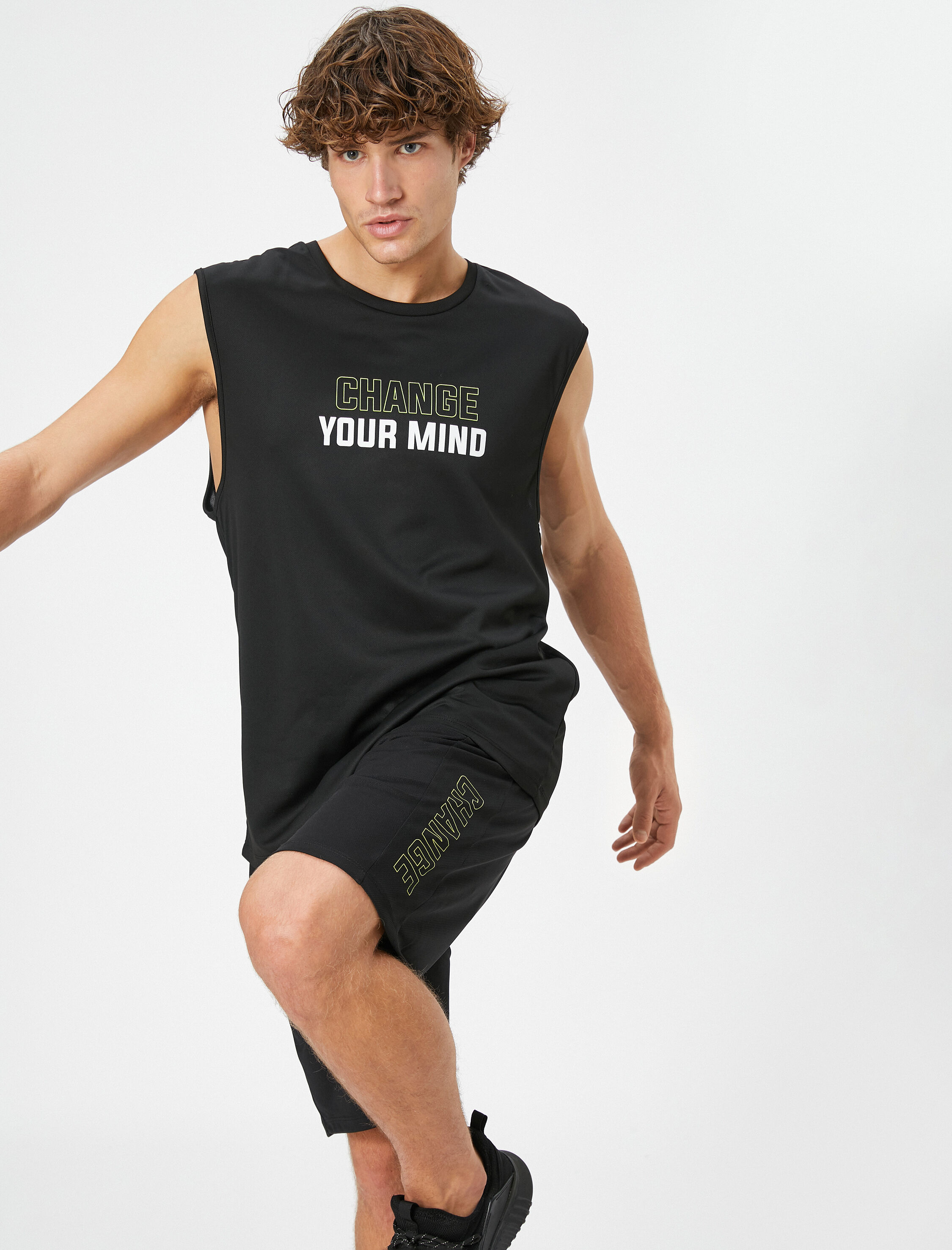   Kolsuz Tişört Spor Bisiklet Yaka Slogan Baskılı