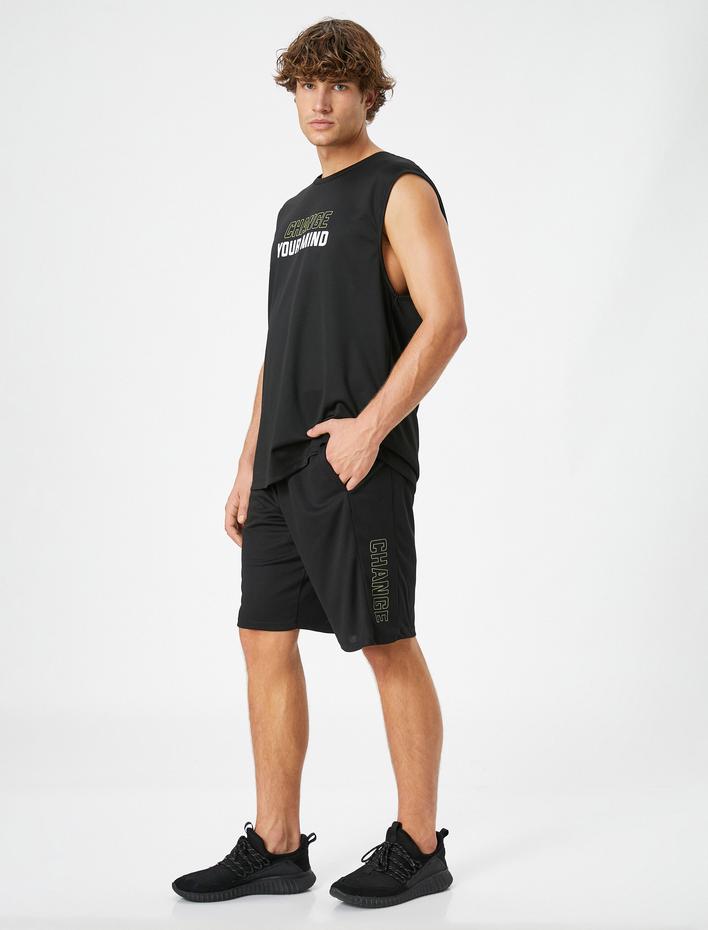  Kolsuz Tişört Spor Bisiklet Yaka Slogan Baskılı