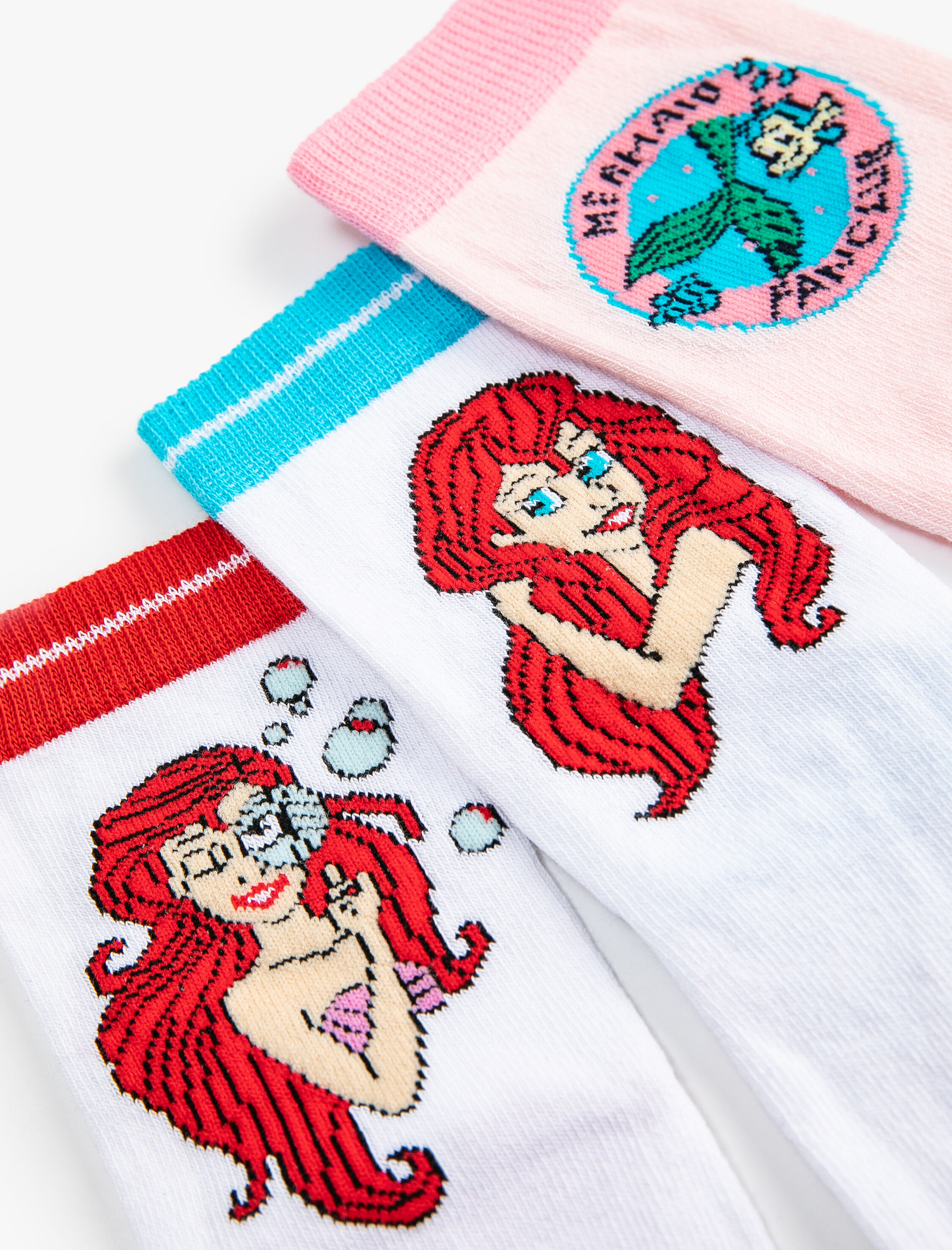  Kadın Deniz Kızı Temalı Çorap Seti 3'lü İşlemeli