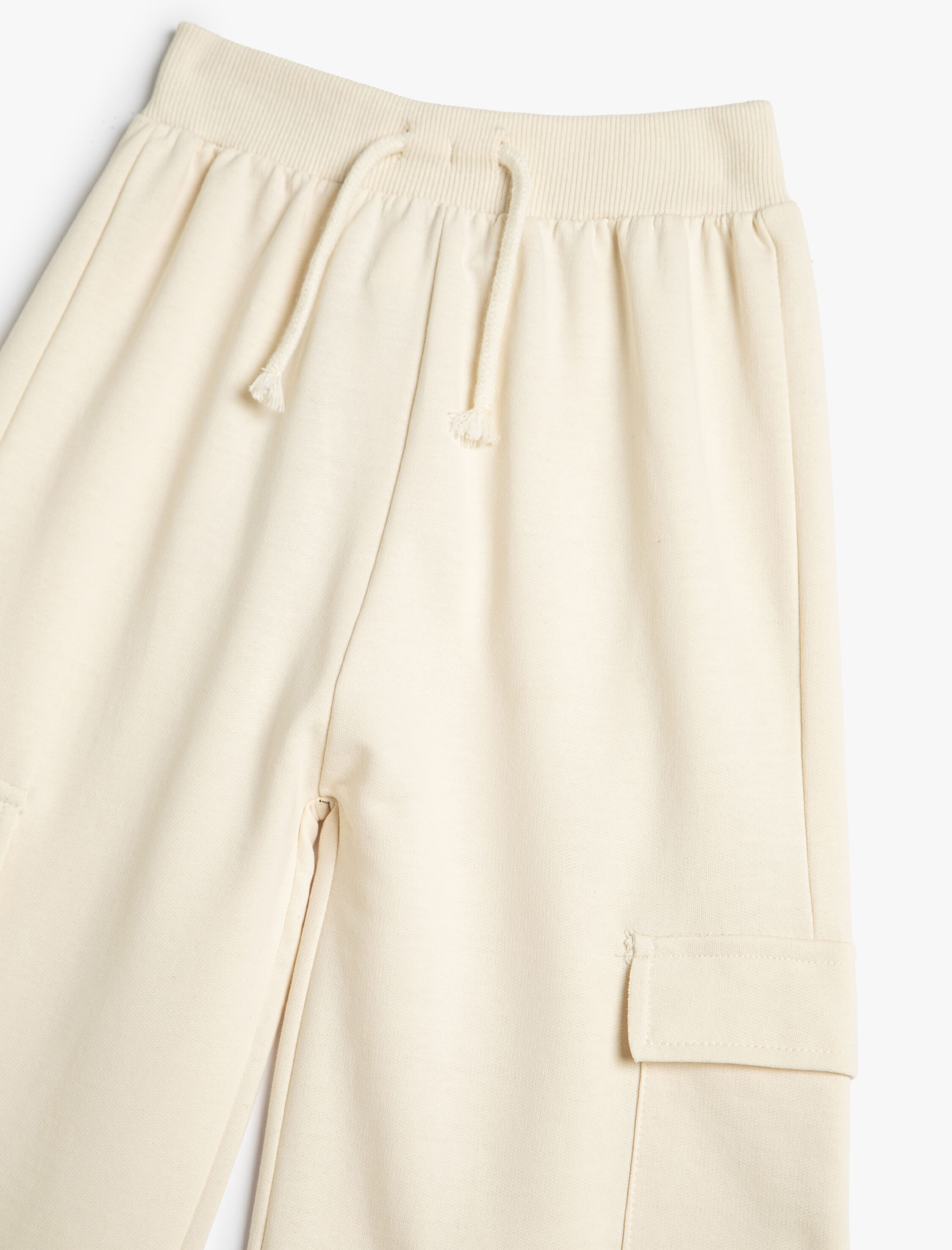  Kız Çocuk Bol Paça Basic Kargo Eşofman Altı Beli Bağlamalı Pamuklu