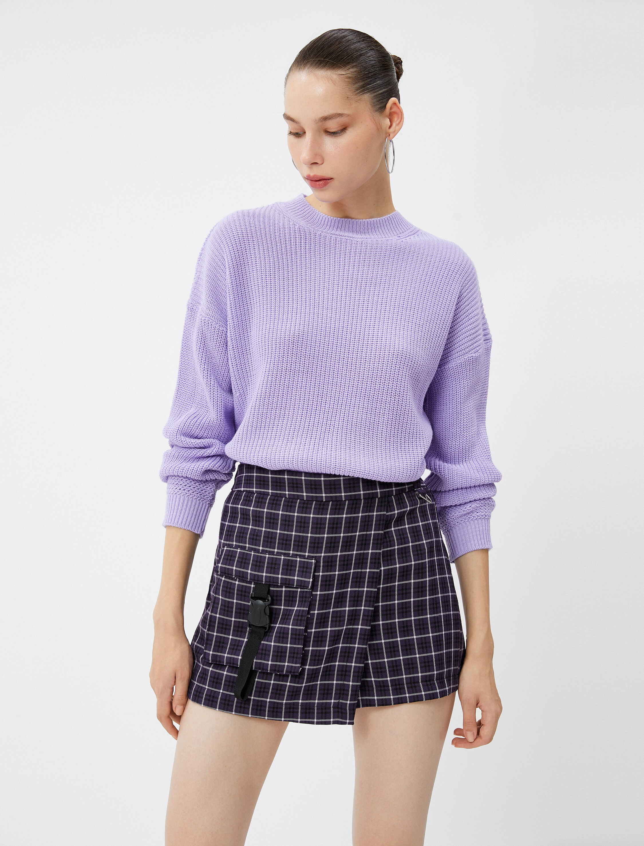   Basic Triko Kazak Yuvarlak Yaka Uzun Kollu