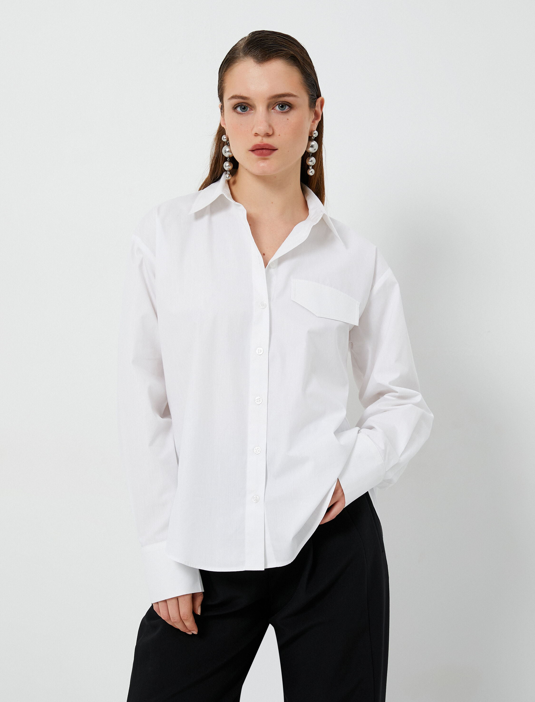   Klasik Gömlek Uzun Kollu Düğmeli Standart Kesim Cepli