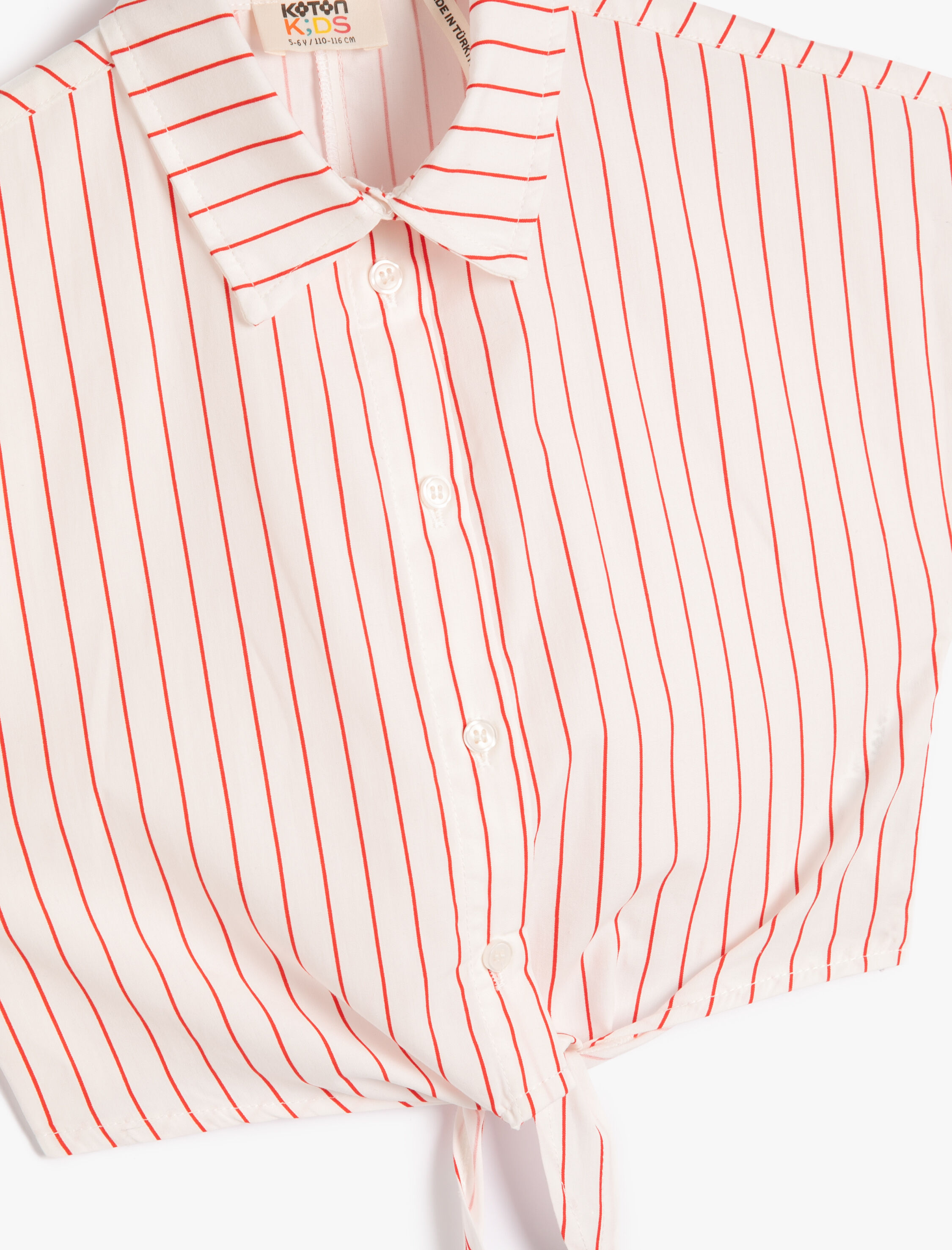  Kız Çocuk Gömlek Kısa Kollu Beli Bağlamalı Pamuklu