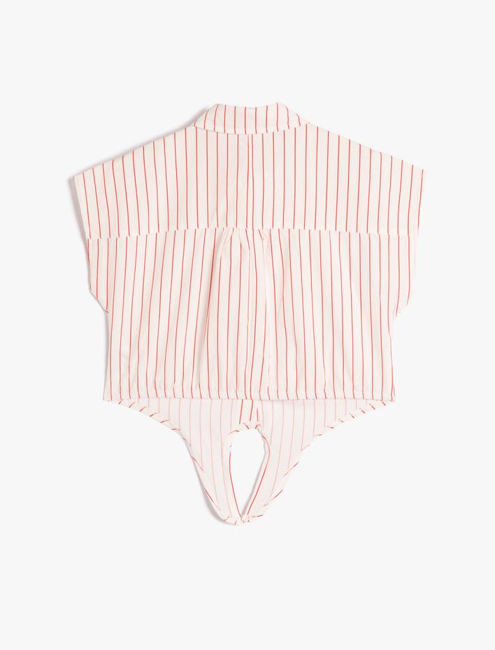 Kız Çocuk Gömlek Kısa Kollu Beli Bağlamalı Pamuklu