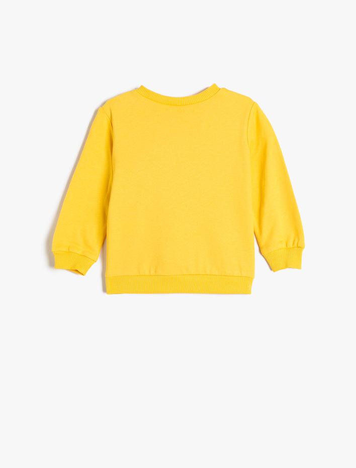 Erkek Bebek Canavar Baskılı Sweatshirt Uzun Kollu Şardonlu Pamuklu