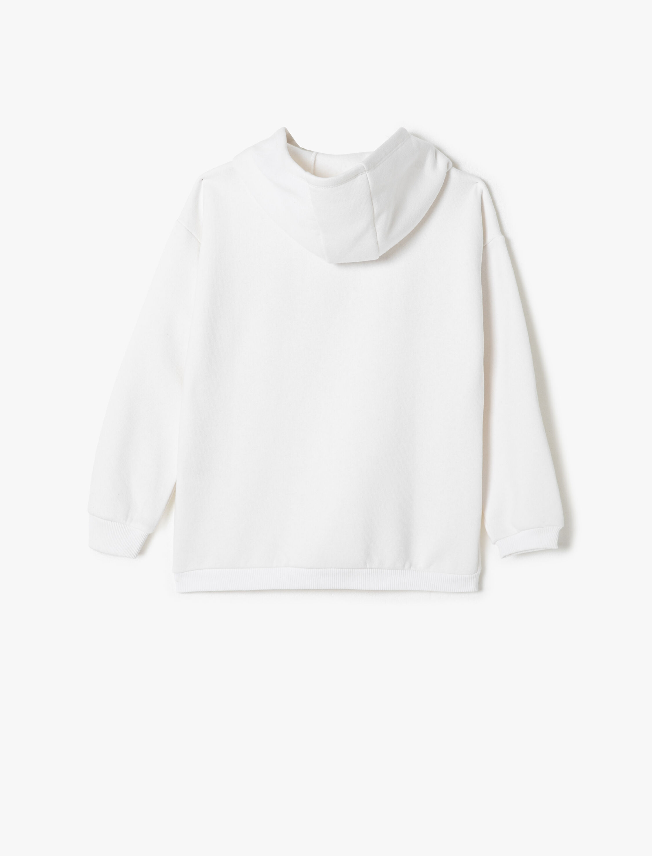 Kız Çocuk Kapşonlu Sweatshirt Şardonlu Uzun Kollu Bisiklet Yaka Baskılı