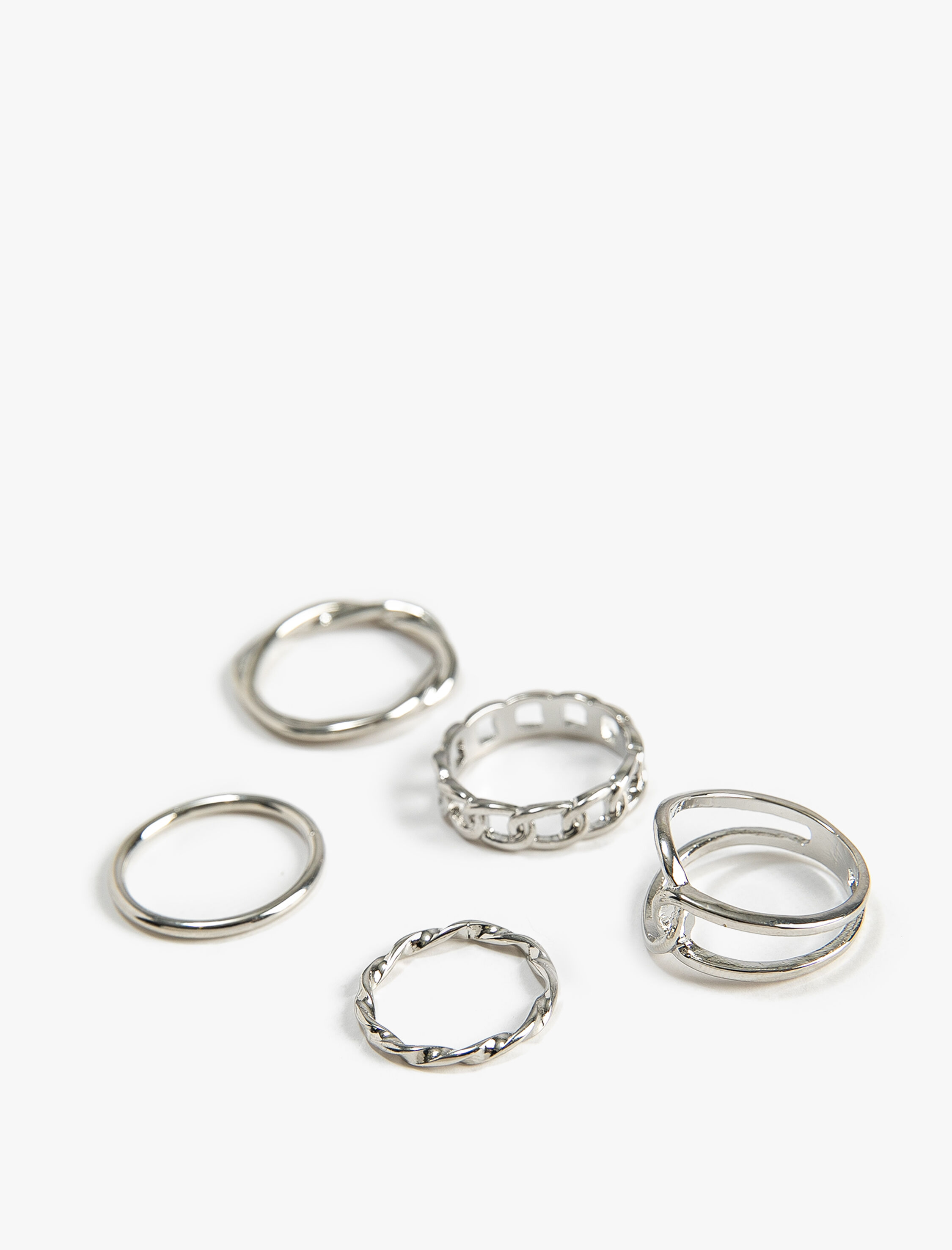 Kadın Yüzük Seti 5'li Metal İnce