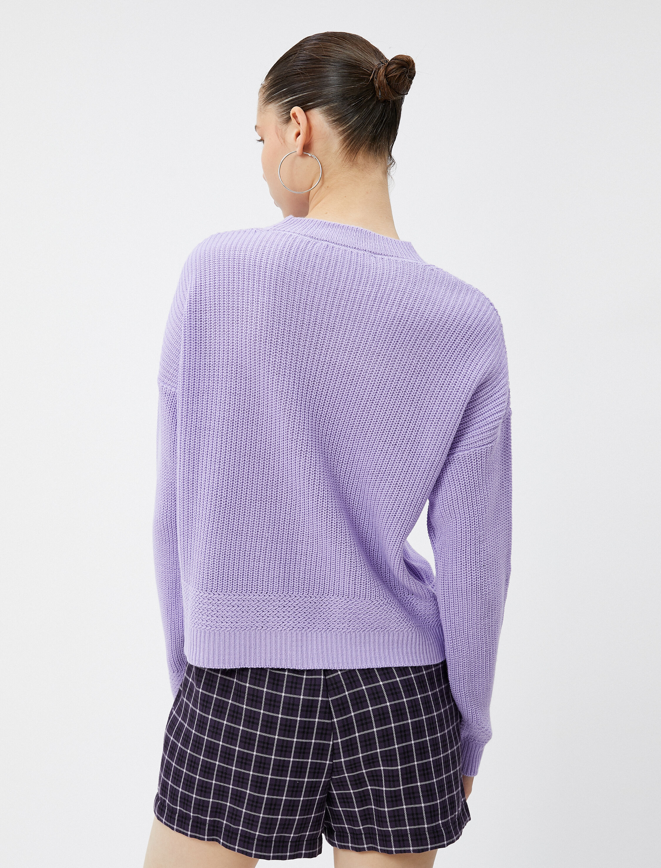   Basic Triko Kazak Yuvarlak Yaka Uzun Kollu