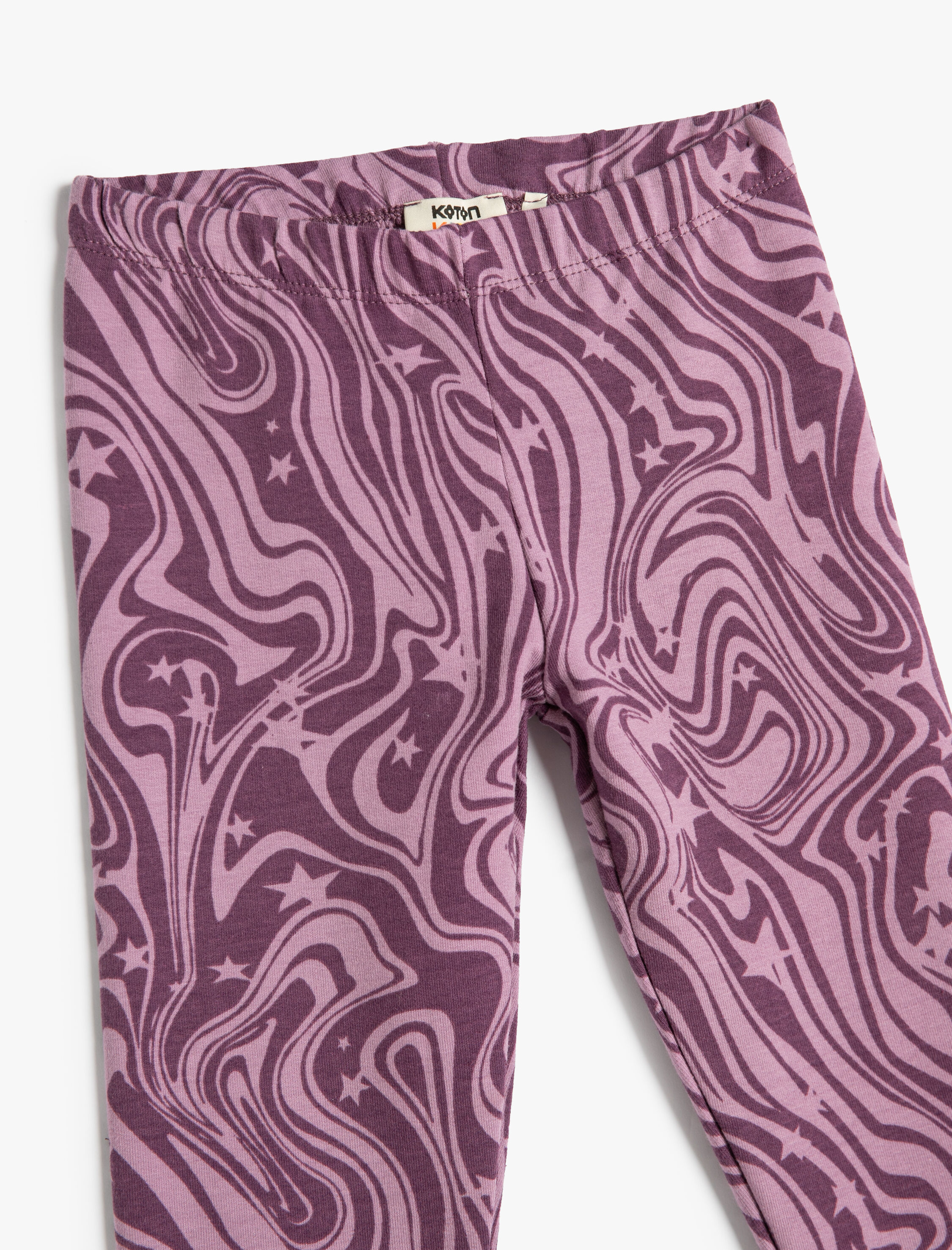  Kız Çocuk Soyut Desenli Tayt Beli Lastikli Pamuklu