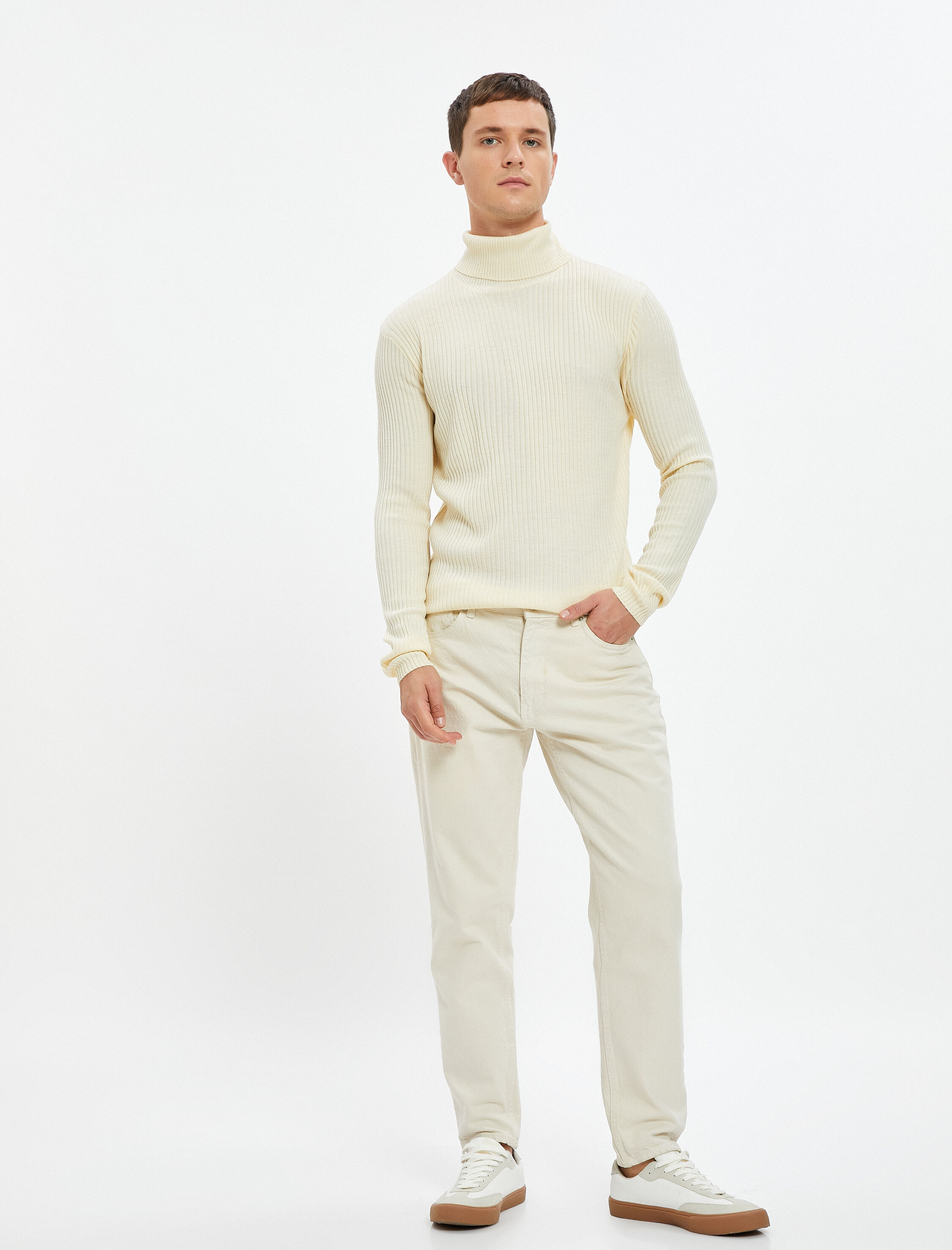   Balıkçı Yaka Triko Kazak Dar Kalıp Kaşkorse Uzun Kollu