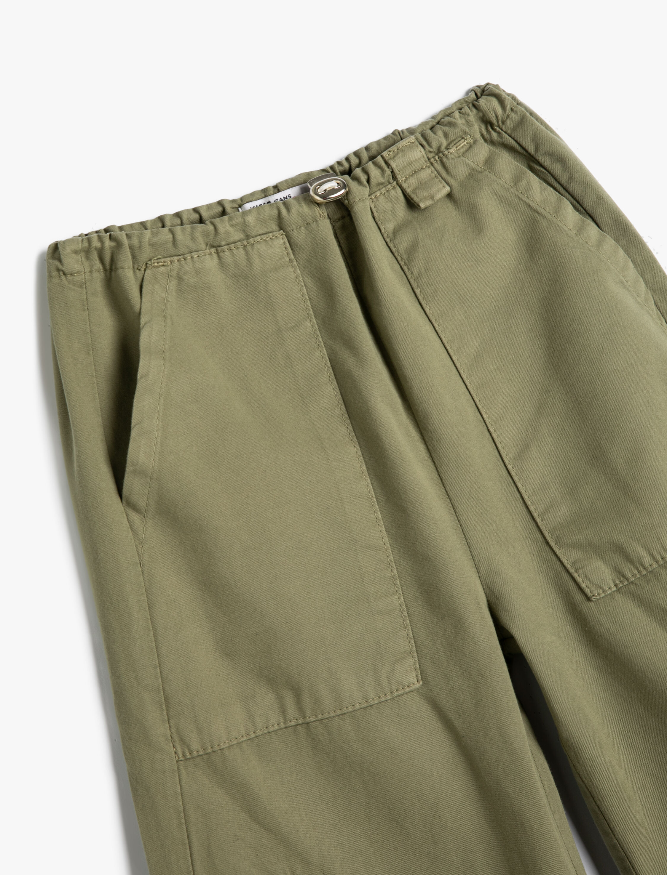  Kız Çocuk Paraşüt Pantolon Pamuklu Beli Lastikli Cepli - Parachute Jean