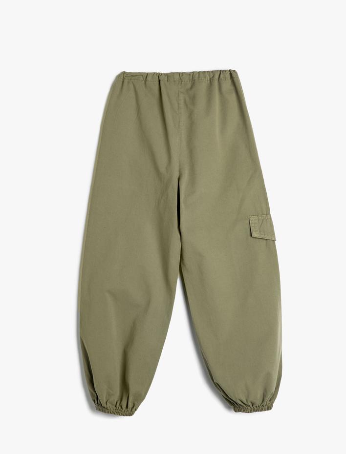 Kız Çocuk Paraşüt Pantolon Pamuklu Beli Lastikli Cepli - Parachute Jean