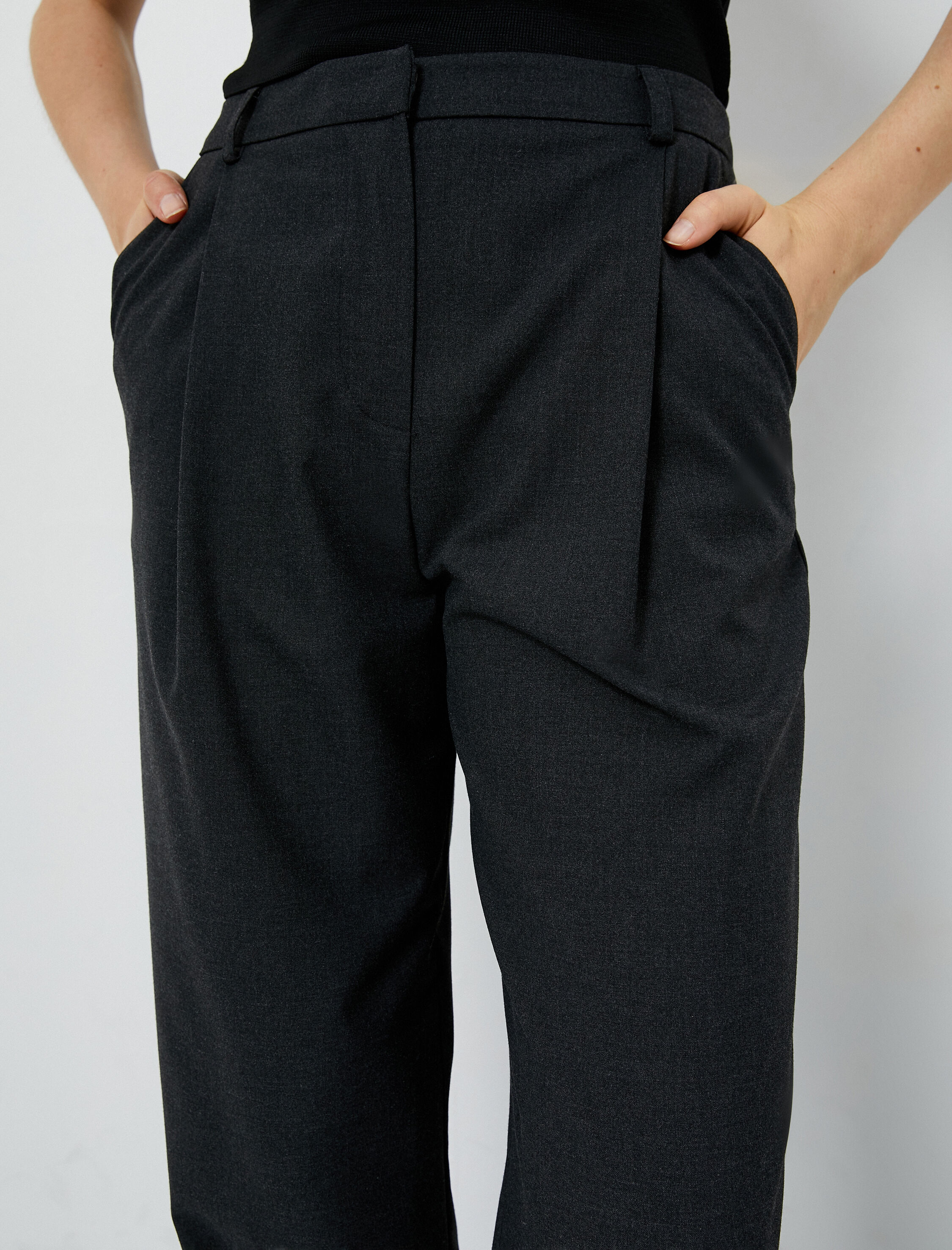   Palazzo Pantolon Yüksek Bel Bol Paça Pileli Cepli