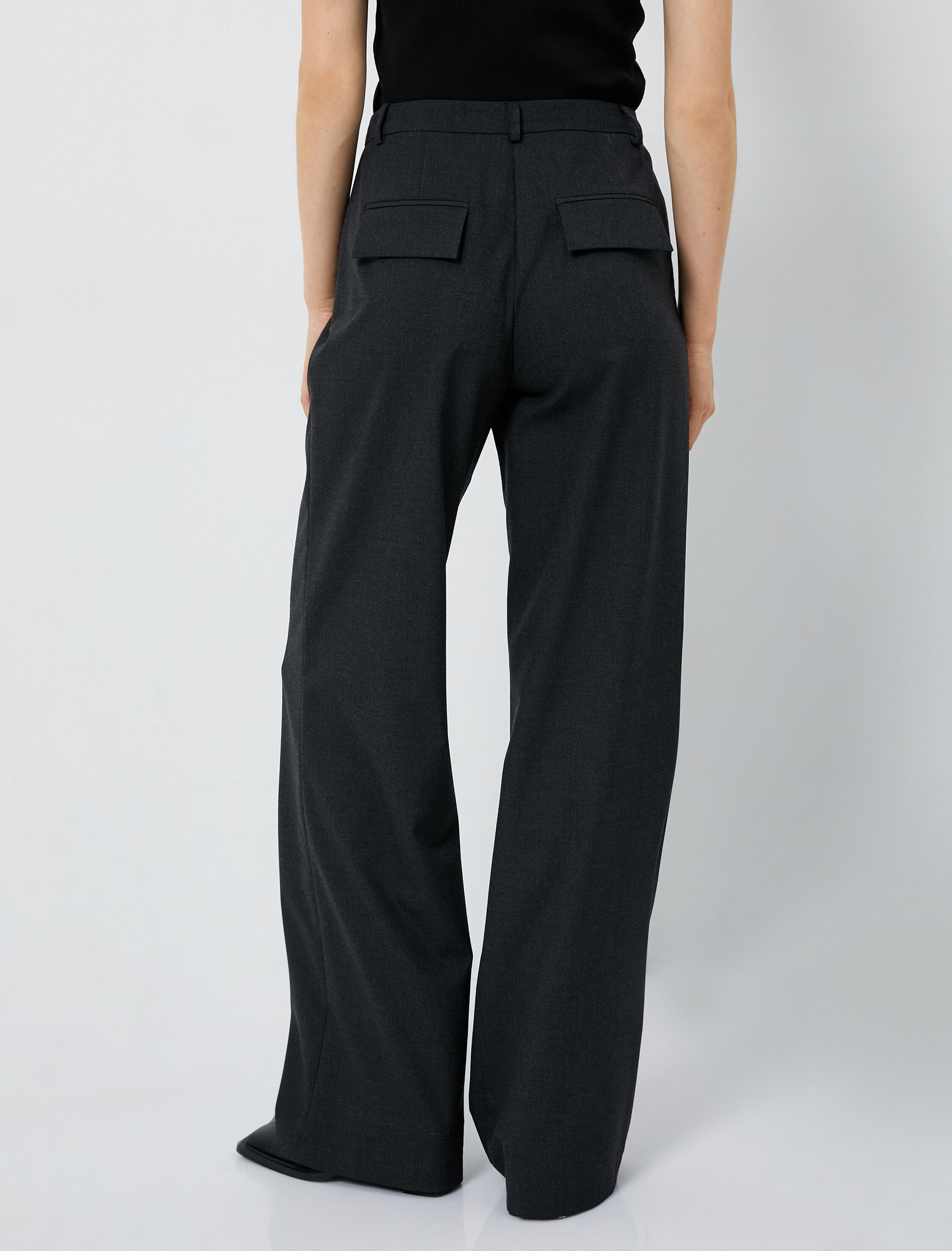   Palazzo Pantolon Yüksek Bel Bol Paça Pileli Cepli