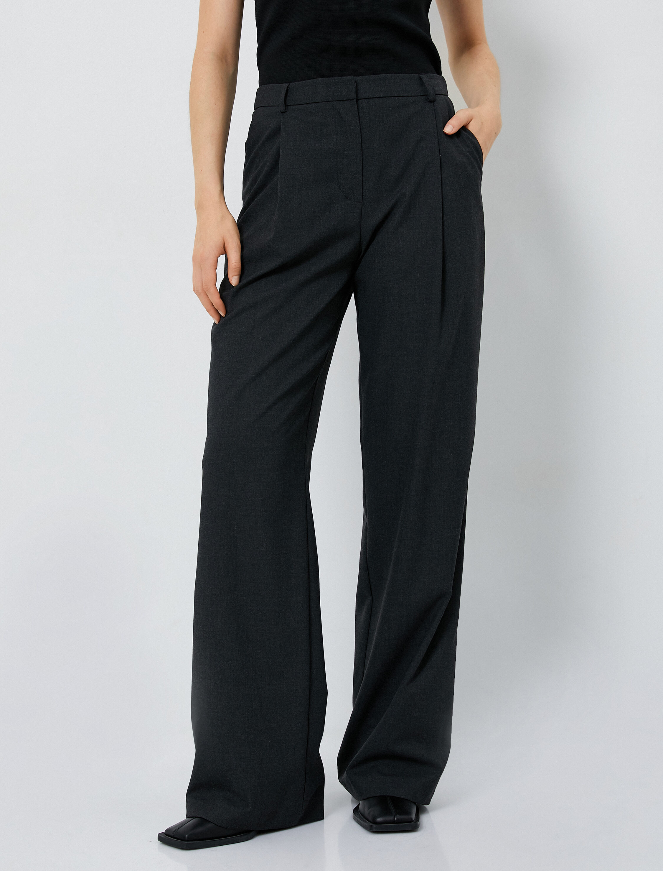   Palazzo Pantolon Yüksek Bel Bol Paça Pileli Cepli