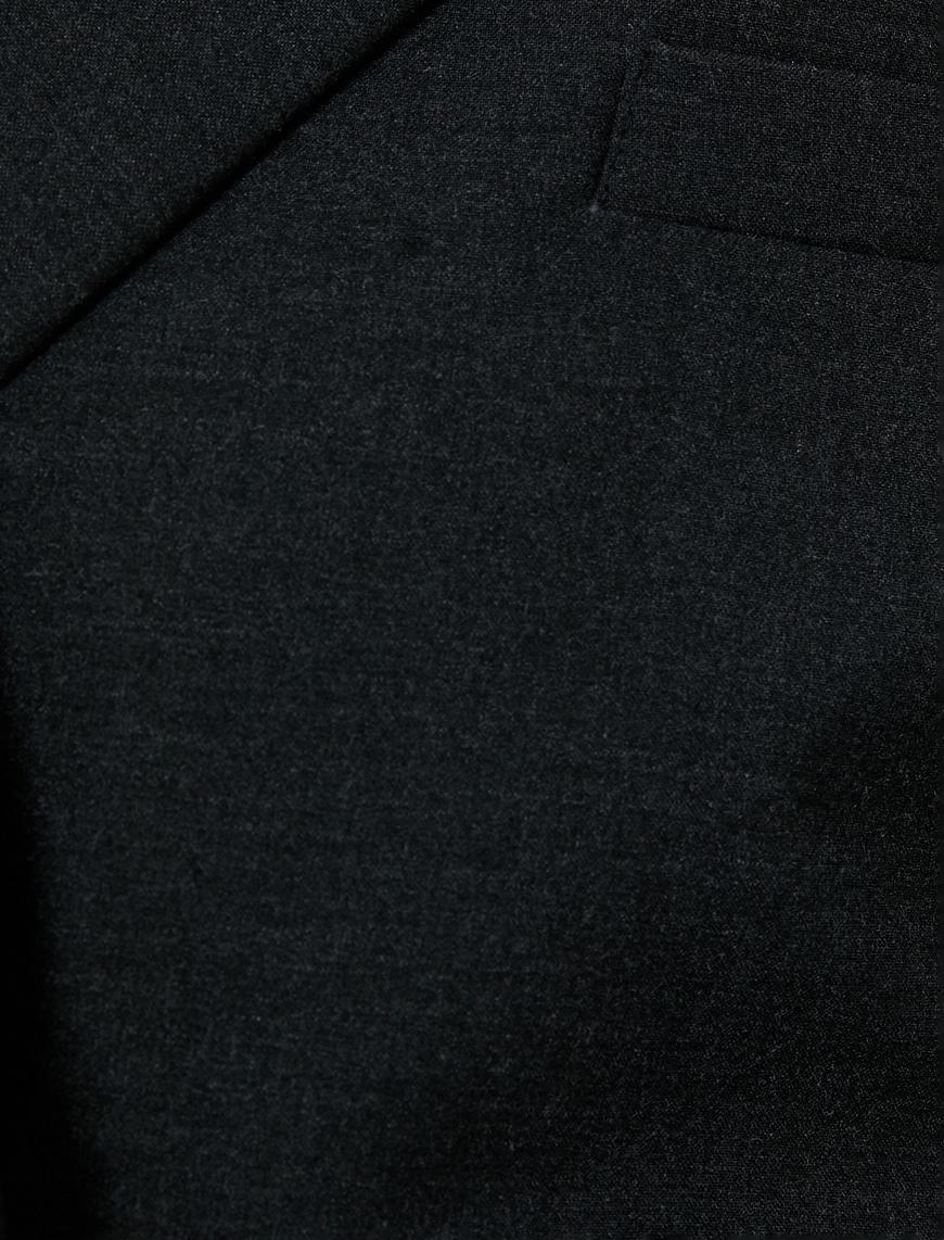   Oversize Blazer Ceket Kruvaze Düğmeli Kapaklı Cepli